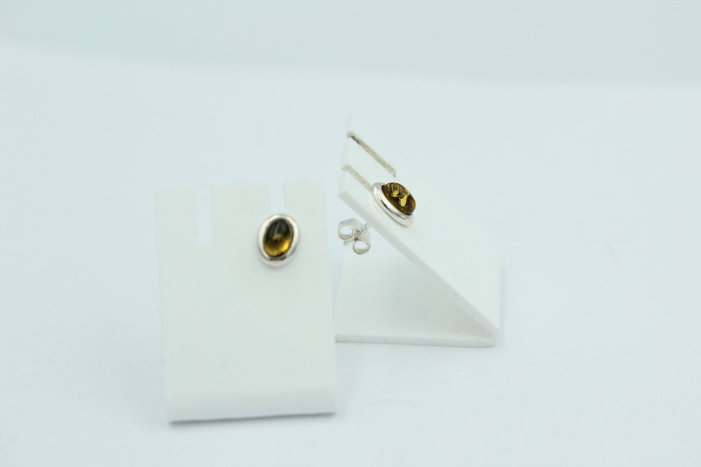 Edle grüner Bernstein Ohrstecker 925 Silber Ohrschmuck Bernstein aus Letland