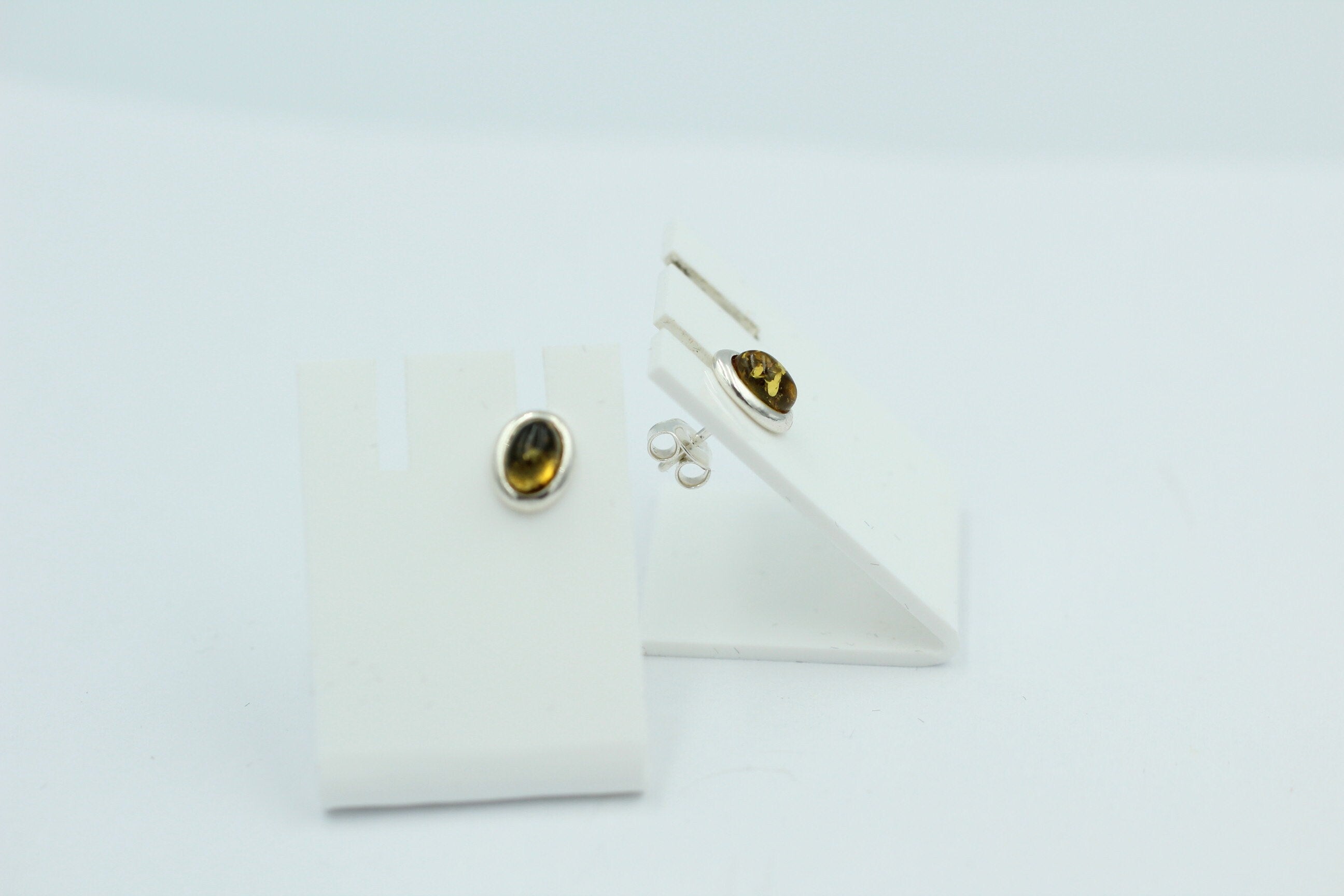 Edle grüner Bernstein Ohrstecker 925 Silber Ohrschmuck Bernstein aus Letland