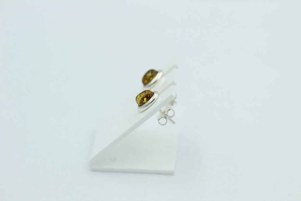Edle grüner Bernstein Ohrstecker 925 Silber Ohrschmuck Bernstein aus Letland