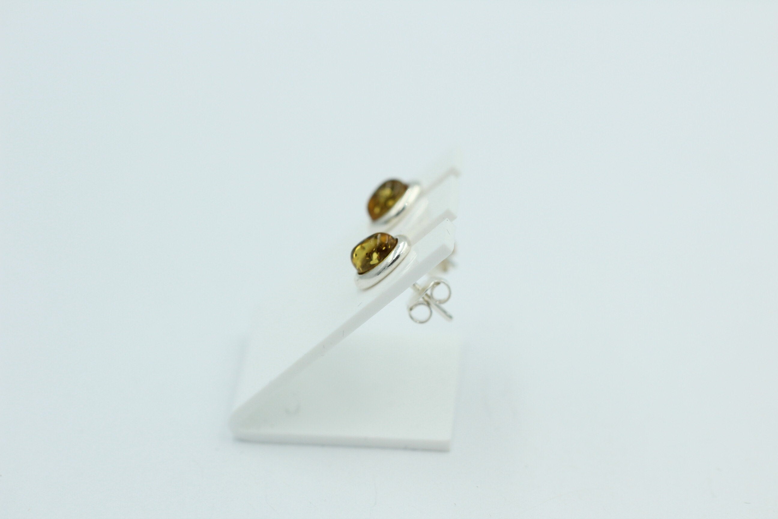 Edle grüner Bernstein Ohrstecker 925 Silber Ohrschmuck Bernstein aus Letland