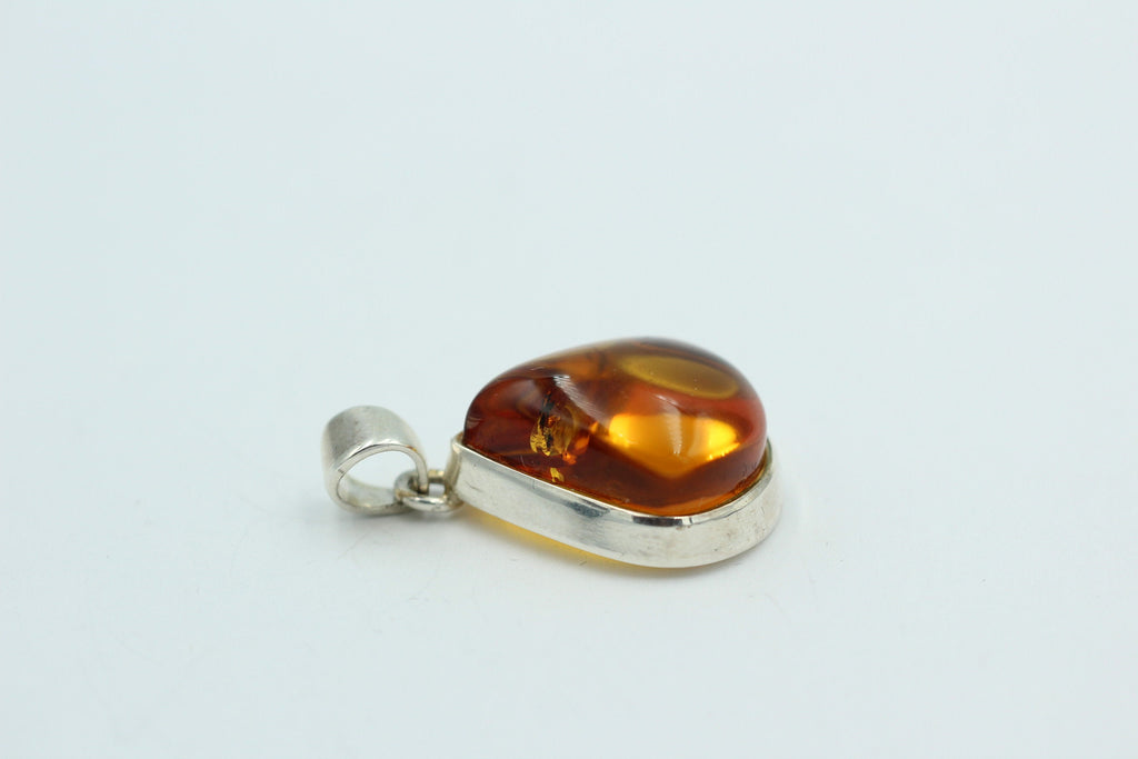 Design Bernstein Anhänger 925 Silber Collier Kette Bernsteinanhänger Top