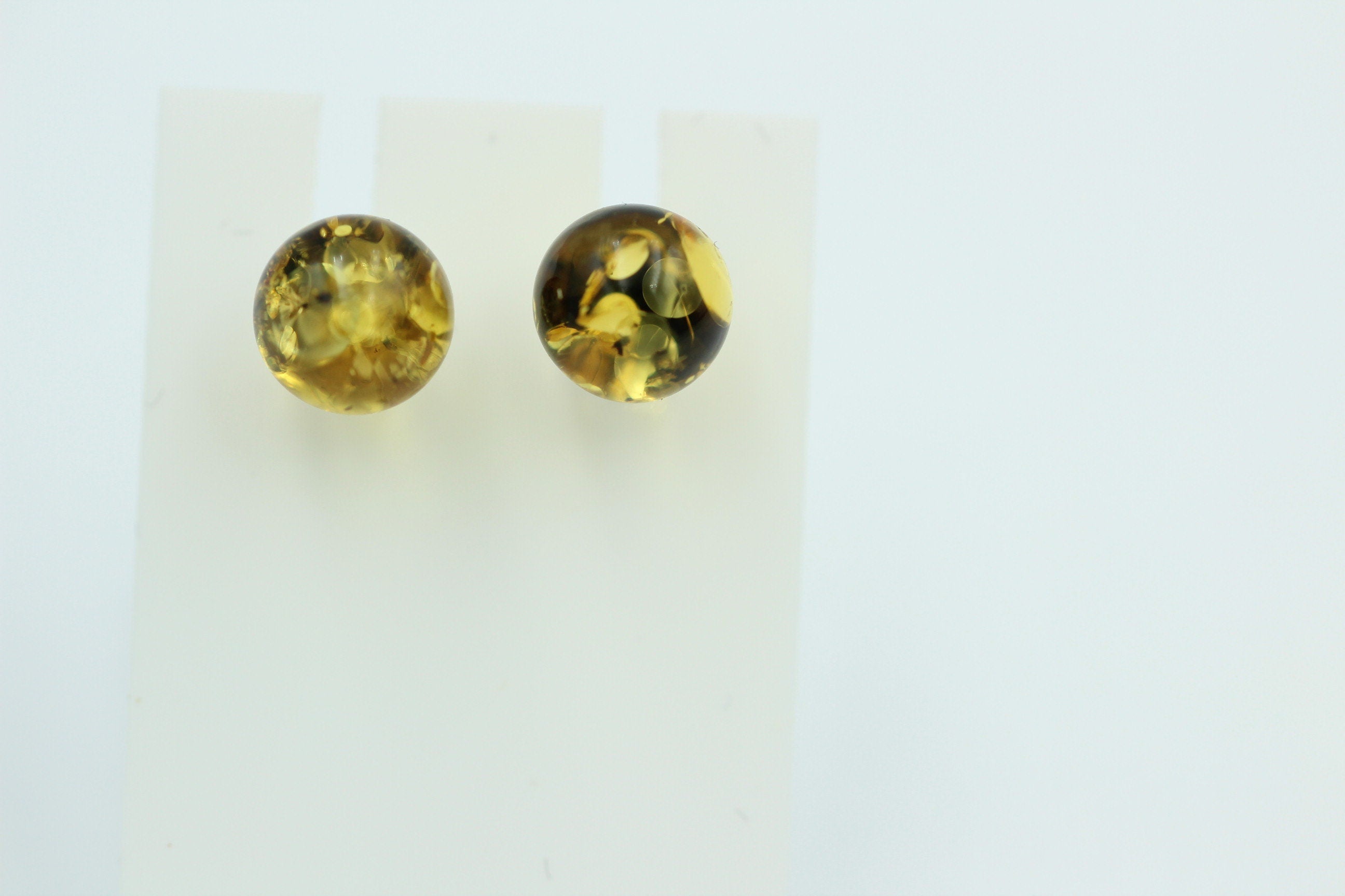 Bernstein Ohrstecker golden 925 Silber Kugelohrstecker Unisex