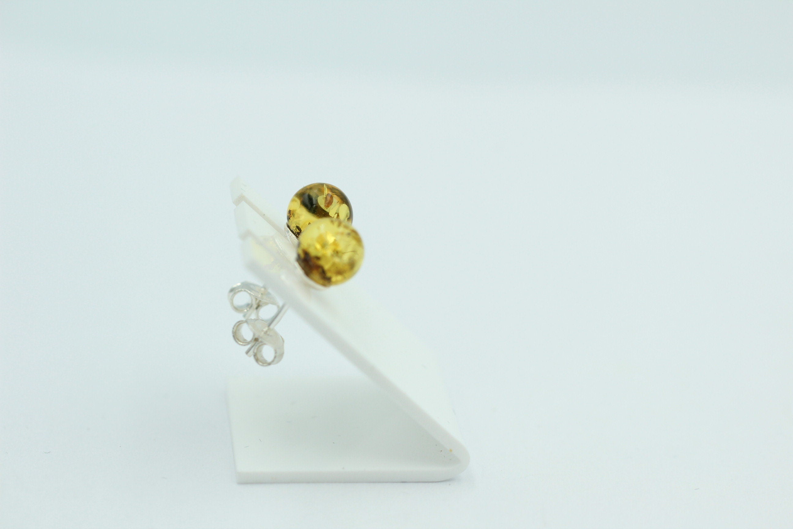 Bernstein Ohrstecker golden 925 Silber Kugelohrstecker Unisex