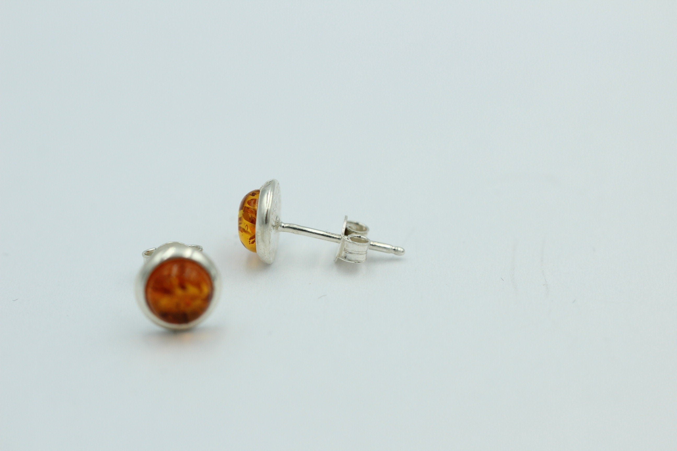 Edle goldbraune Bernstein Ohrstecker 925 Silber Ohrschmuck Bernstein aus Letland