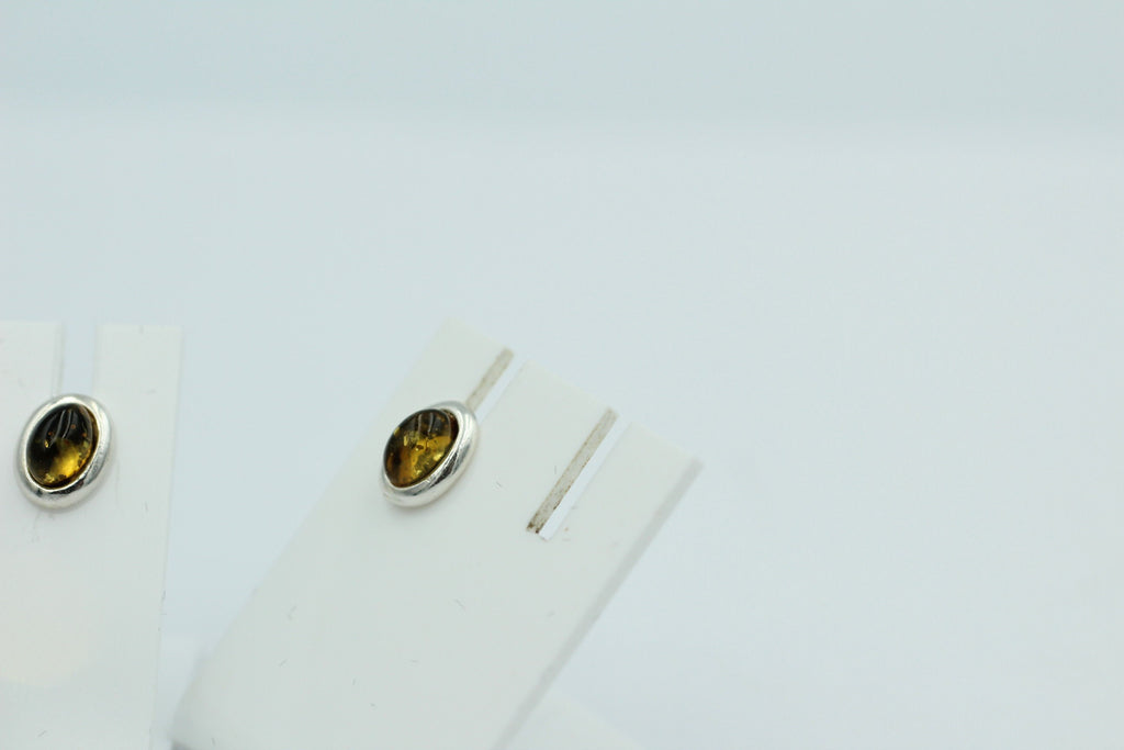 Edle grüner Bernstein Ohrstecker 925 Silber Ohrschmuck Bernstein aus Letland