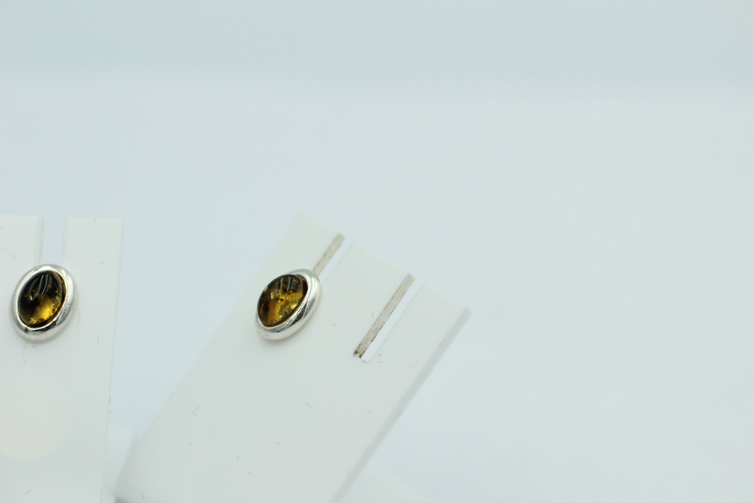 Edle grüner Bernstein Ohrstecker 925 Silber Ohrschmuck Bernstein aus Letland
