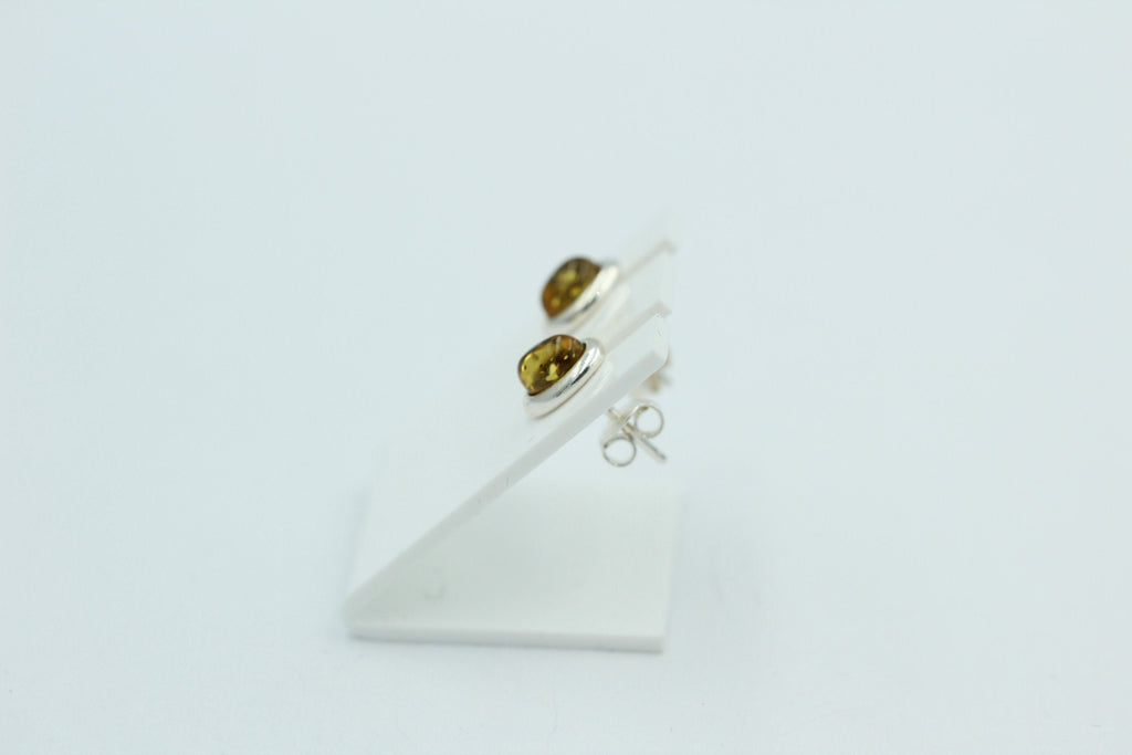 Edle grüner Bernstein Ohrstecker 925 Silber Ohrschmuck Bernstein aus Letland