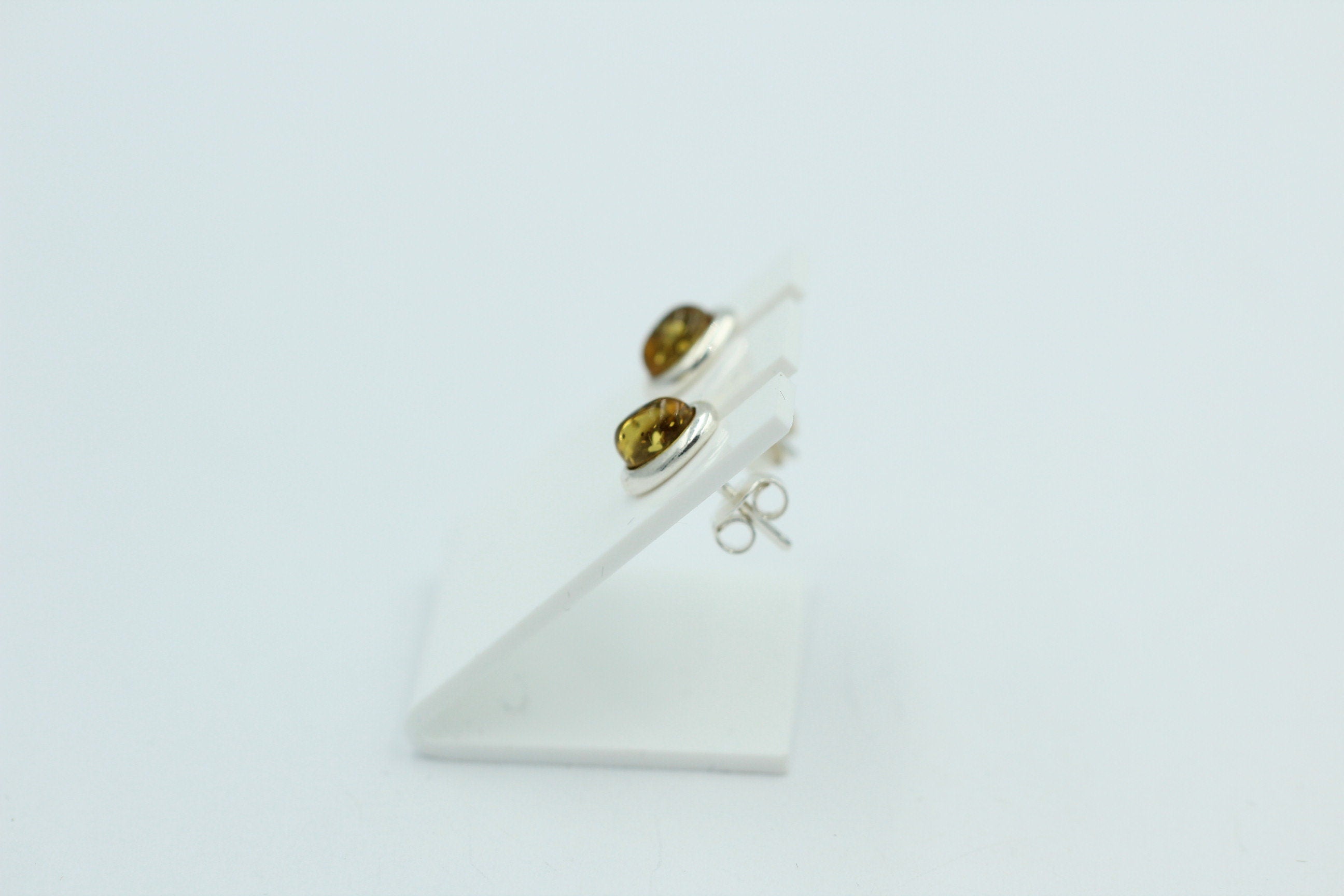 Edle grüner Bernstein Ohrstecker 925 Silber Ohrschmuck Bernstein aus Letland