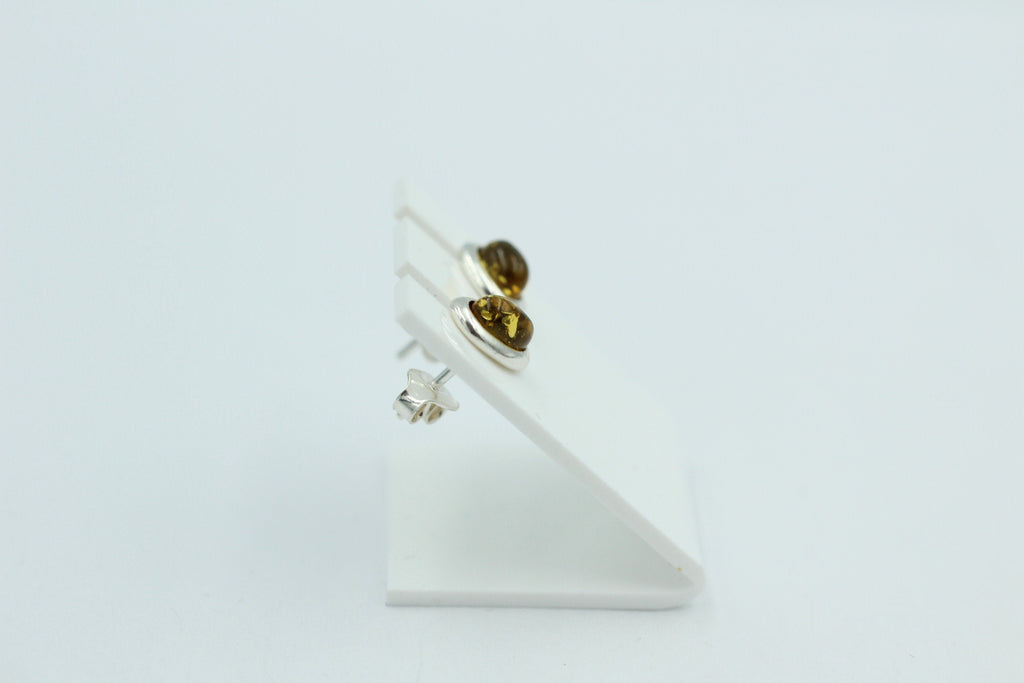 Edle grüner Bernstein Ohrstecker 925 Silber Ohrschmuck Bernstein aus Letland