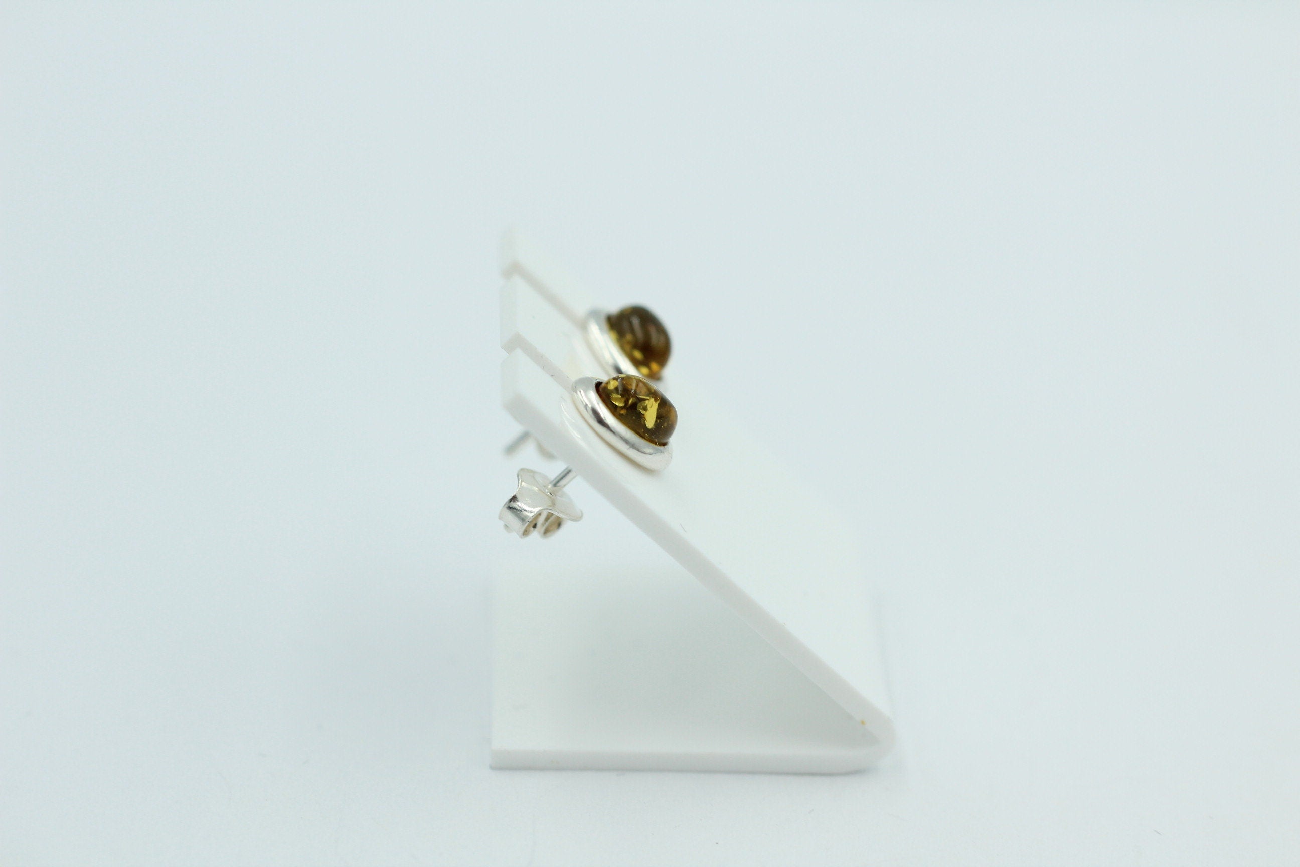 Edle grüner Bernstein Ohrstecker 925 Silber Ohrschmuck Bernstein aus Letland