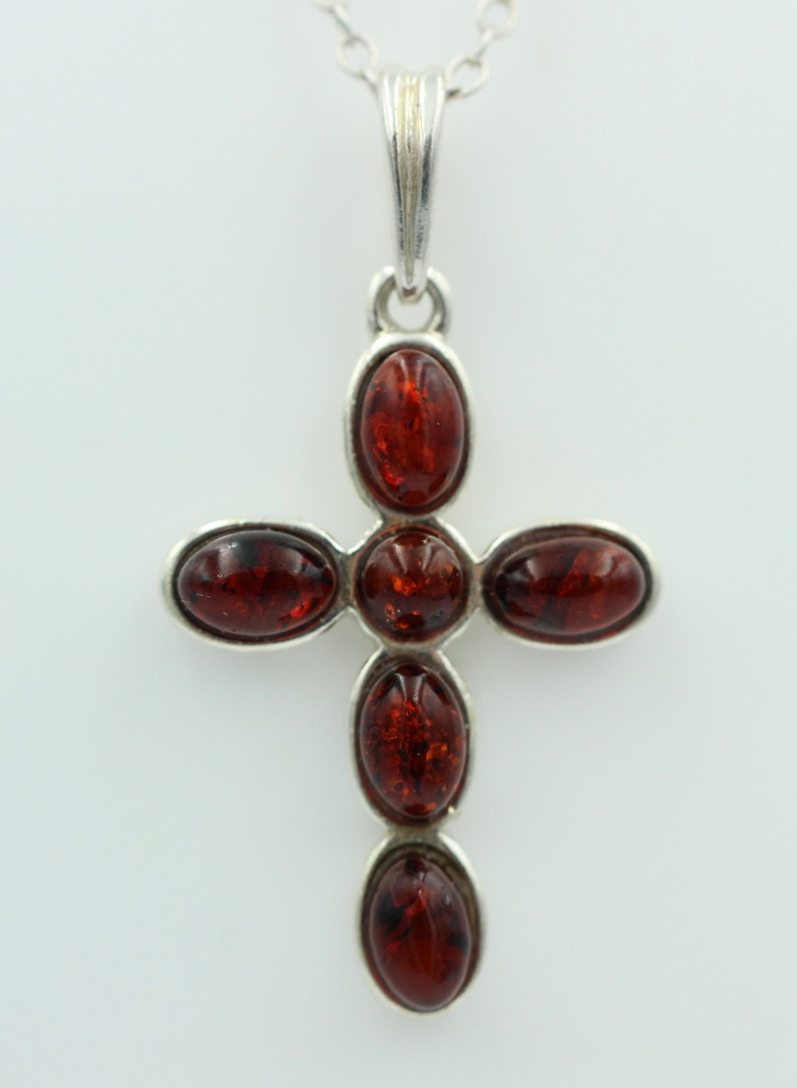 Bernstein Kreuzanhänger 925 Silber Kreuz aus Bernsteinen Schmuckkreuz Top