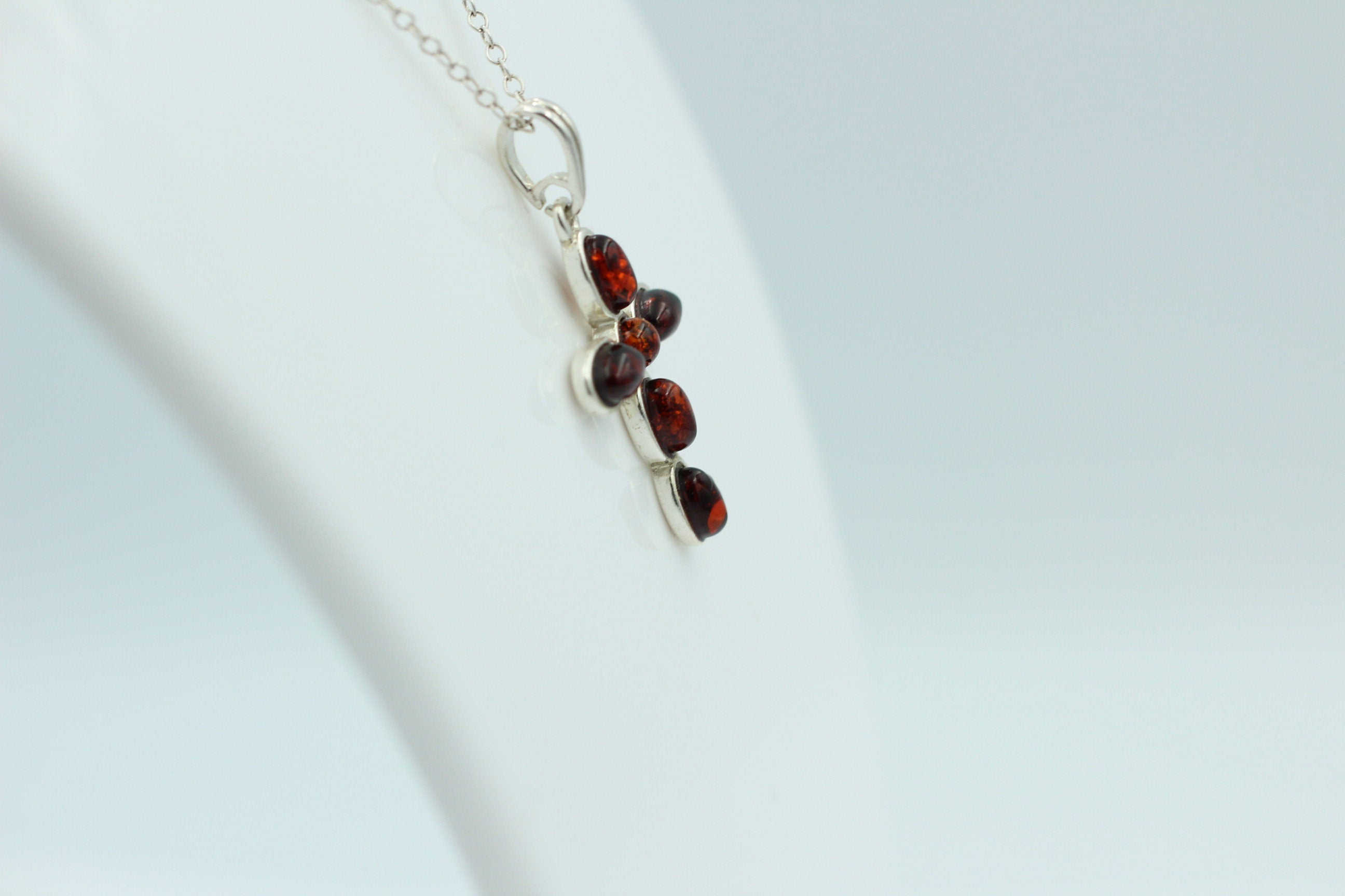 Bernstein Kreuzanhänger 925 Silber Kreuz aus Bernsteinen Schmuckkreuz Top