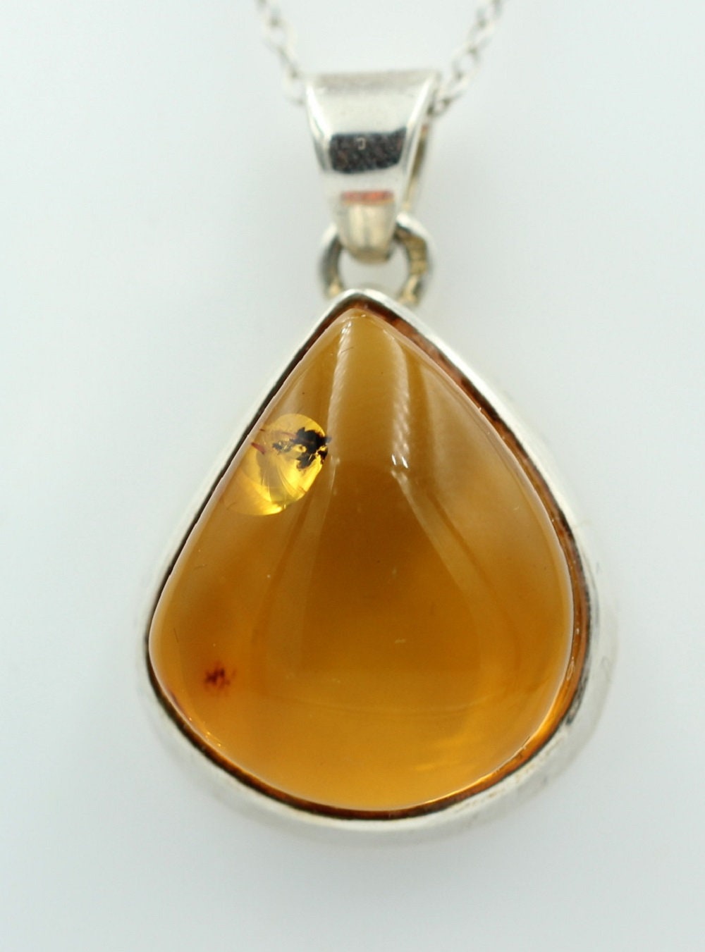 Design Bernstein Anhänger 925 Silber Collier Kette Bernsteinanhänger Top
