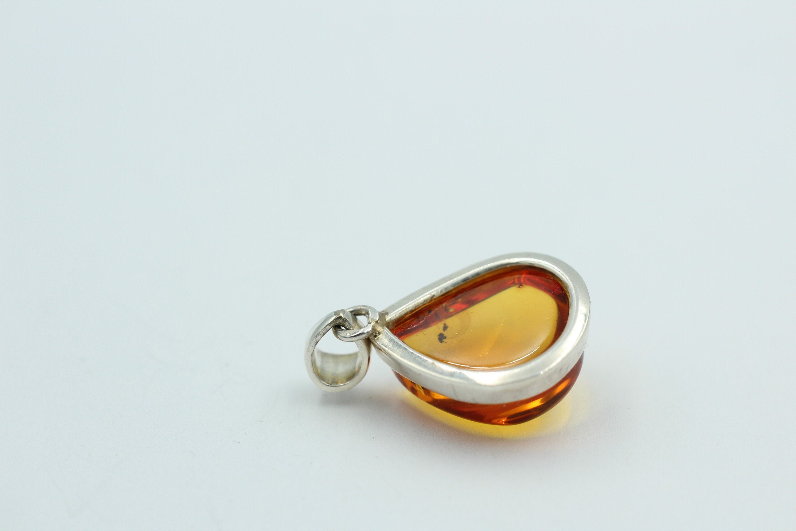 Design Bernstein Anhänger 925 Silber Collier Kette Bernsteinanhänger Top
