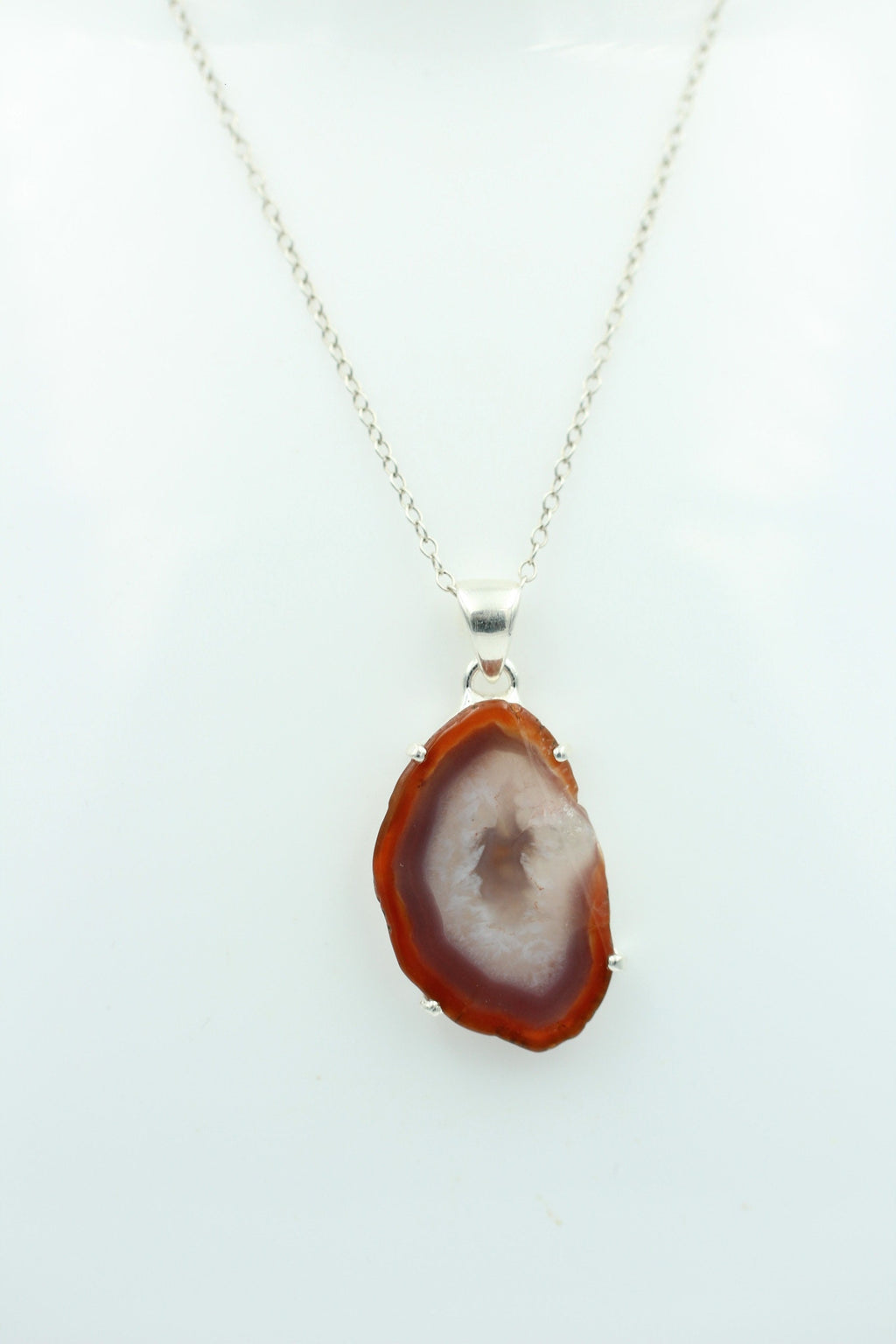 Botswana Achat Druse Anhänger tolle Zeichnung 925 Silber Collier Kette Top