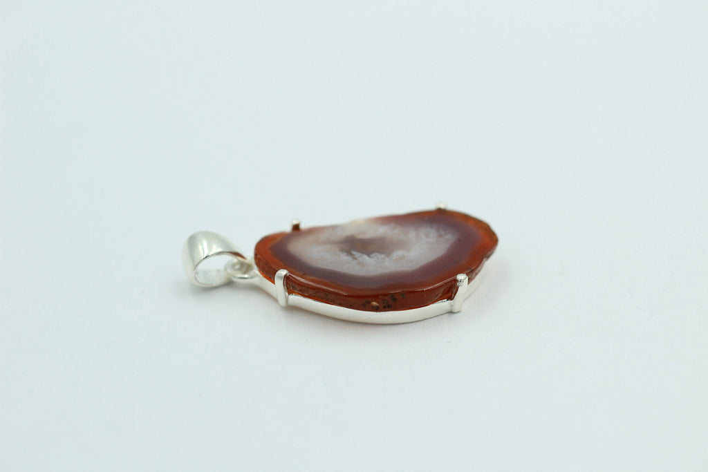 Botswana Achat Druse Anhänger tolle Zeichnung 925 Silber Collier Kette Top
