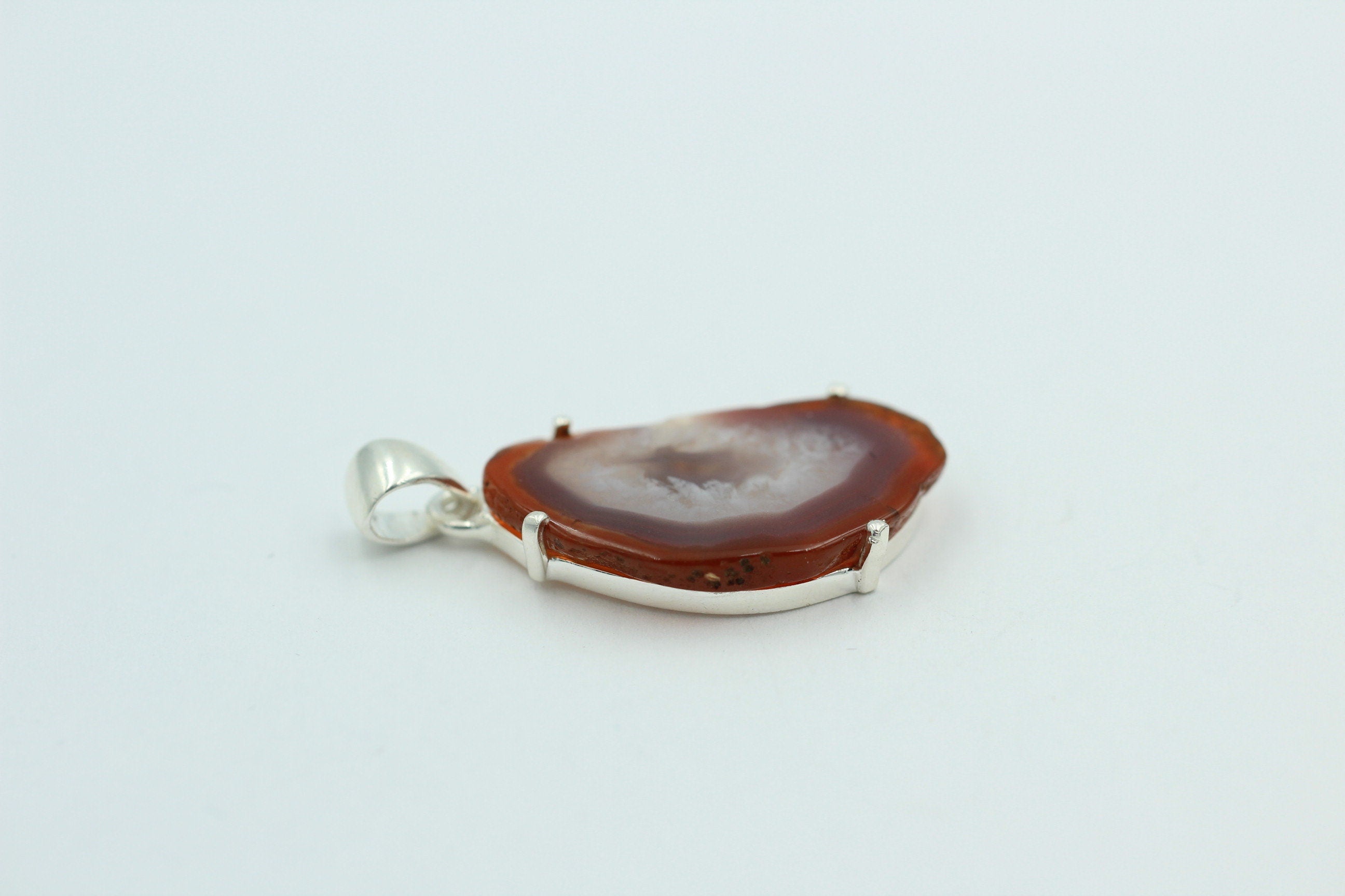 Botswana Achat Druse Anhänger tolle Zeichnung 925 Silber Collier Kette Top