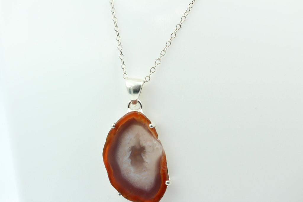 Botswana Achat Druse Anhänger tolle Zeichnung 925 Silber Collier Kette Top