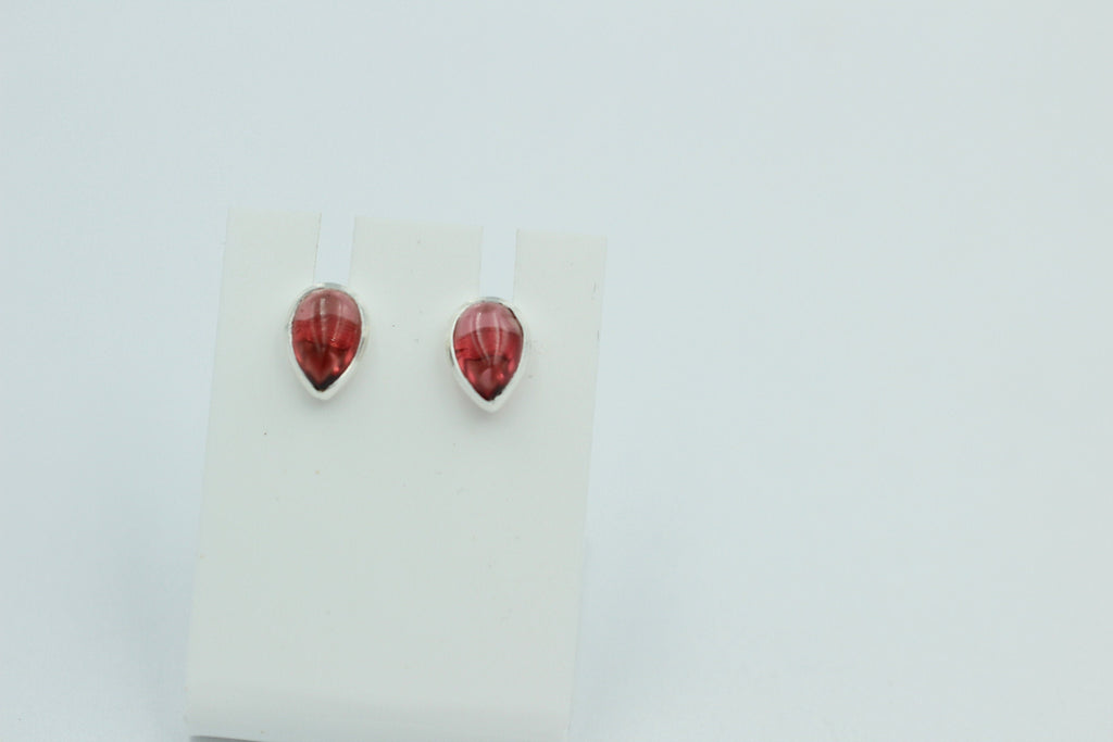 Edle 0,88 Carat Granat Cabochon Ohrstecker 925 Silber Tropfen Granat Schmuck