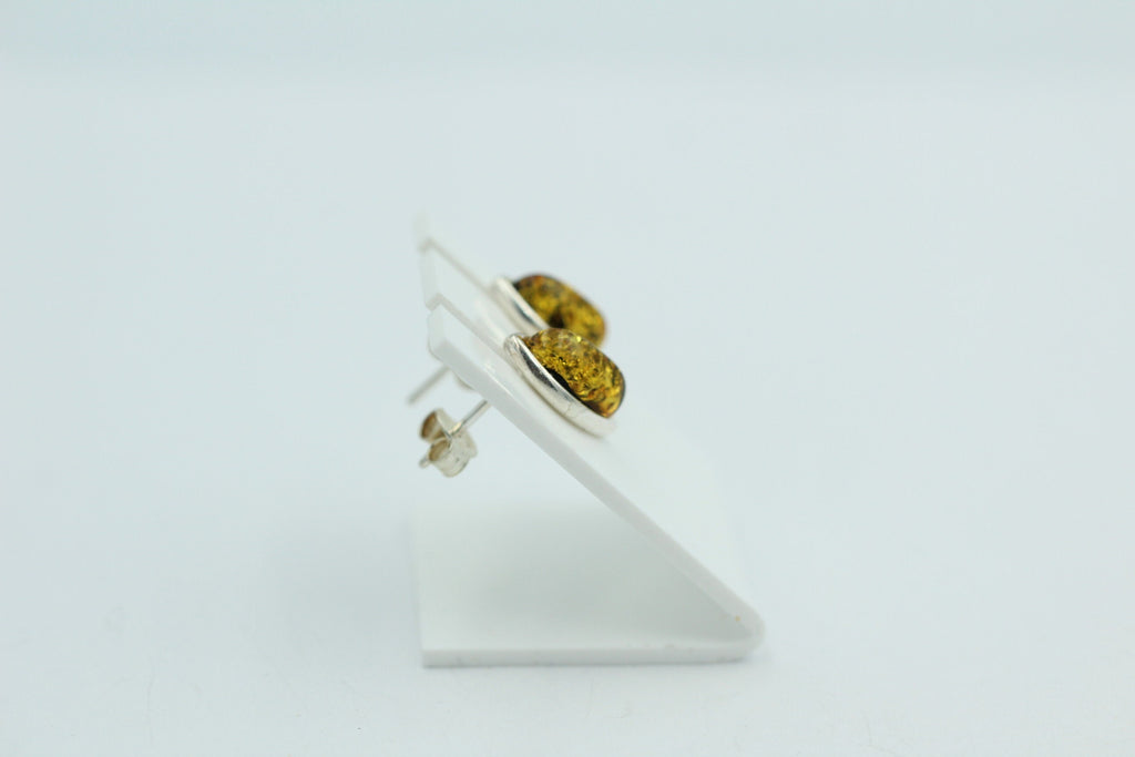 grüner Bernstein Ohrstecker 925 Silber Bernsteinohrstecker Top Edel
