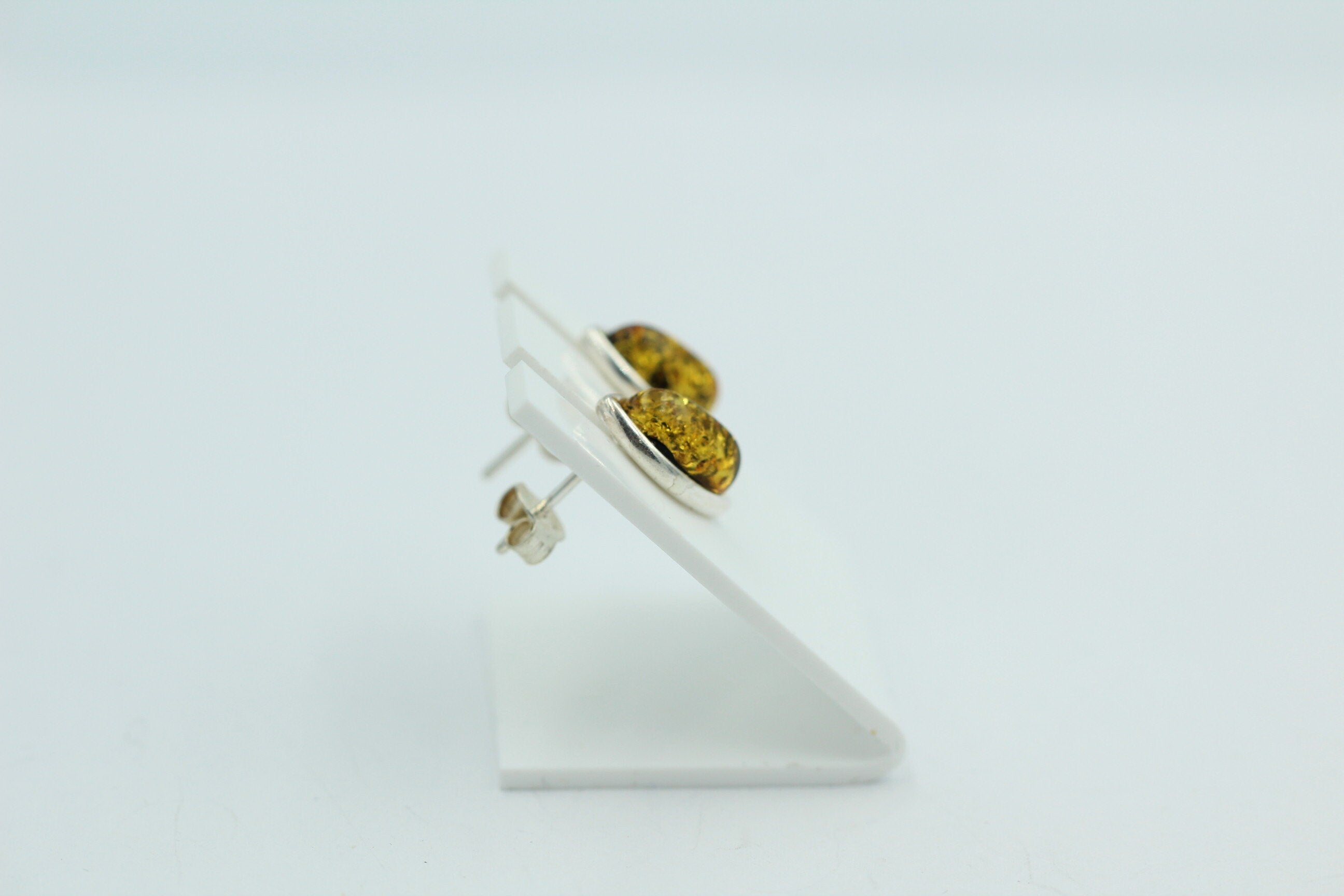 grüner Bernstein Ohrstecker 925 Silber Bernsteinohrstecker Top Edel