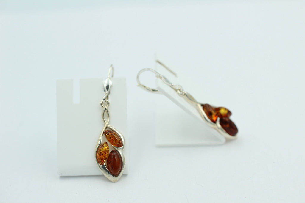 Design Bernstein Ohrhänger 925 Silber Bernsteinohrschmuck 6 Bernsteine Top