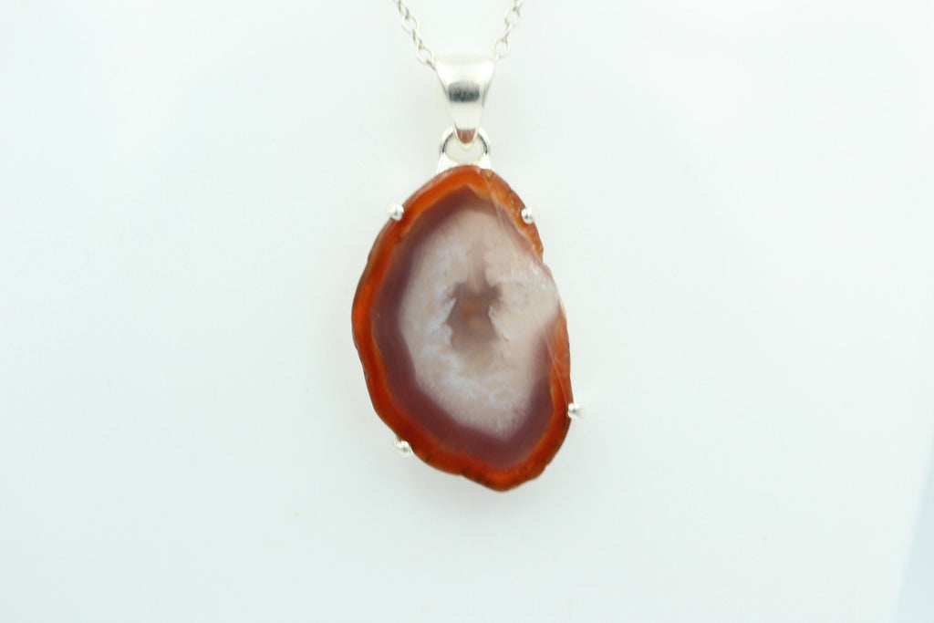 Botswana Achat Druse Anhänger tolle Zeichnung 925 Silber Collier Kette Top