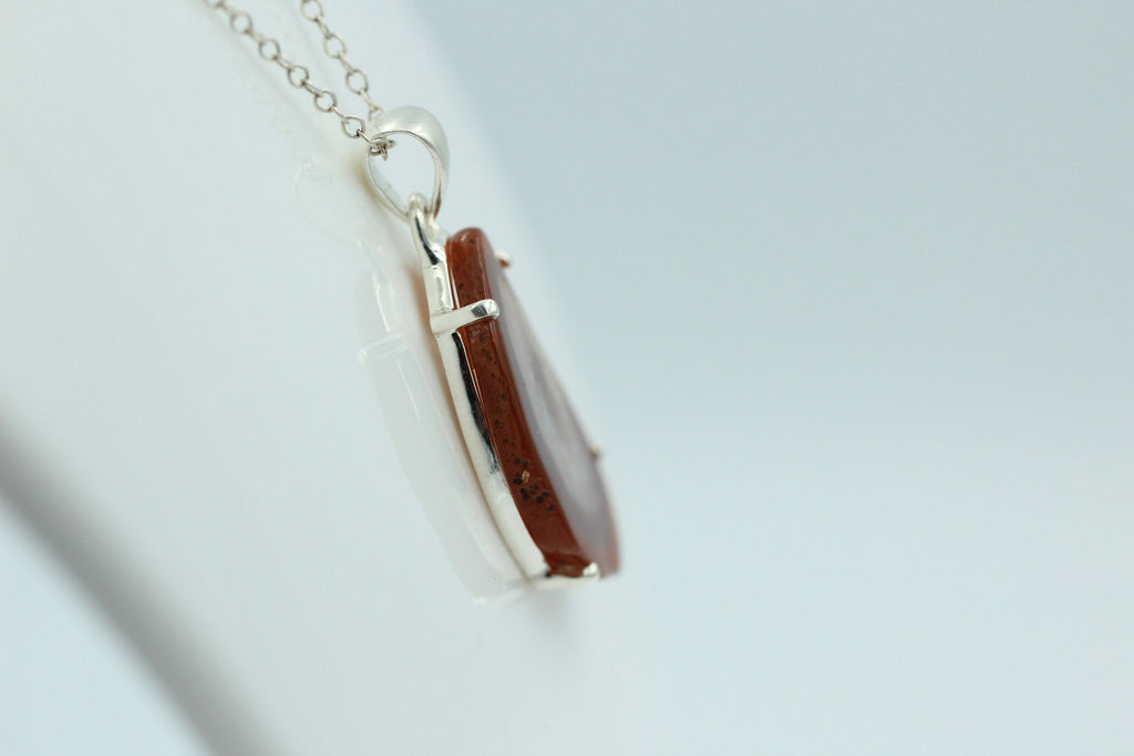 Botswana Achat Druse Anhänger tolle Zeichnung 925 Silber Collier Kette Top