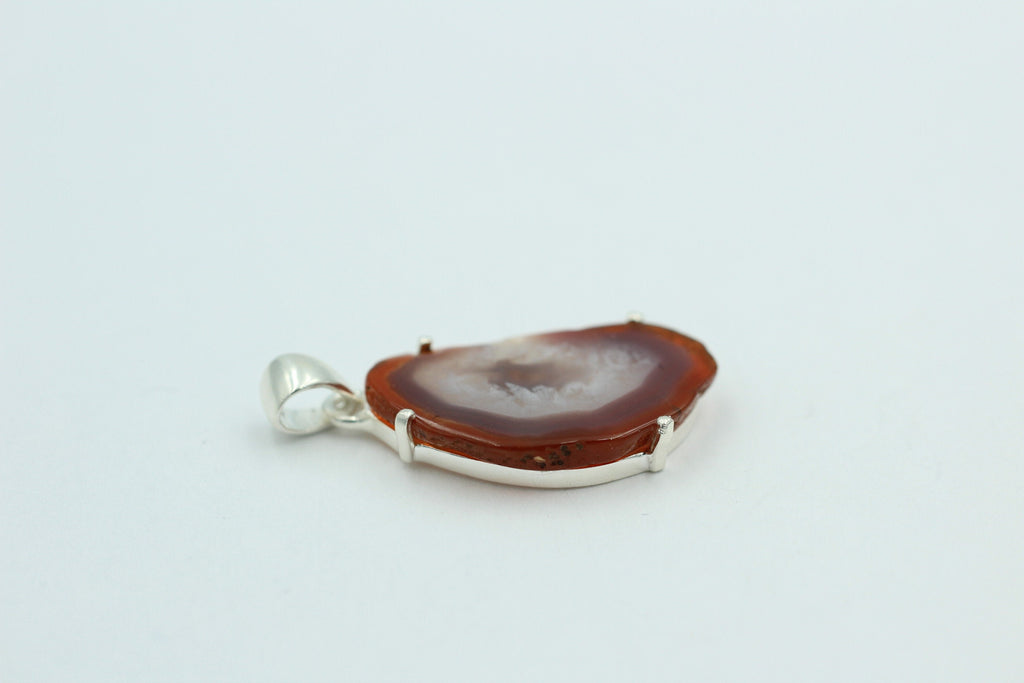 Botswana Achat Druse Anhänger tolle Zeichnung 925 Silber Collier Kette Top