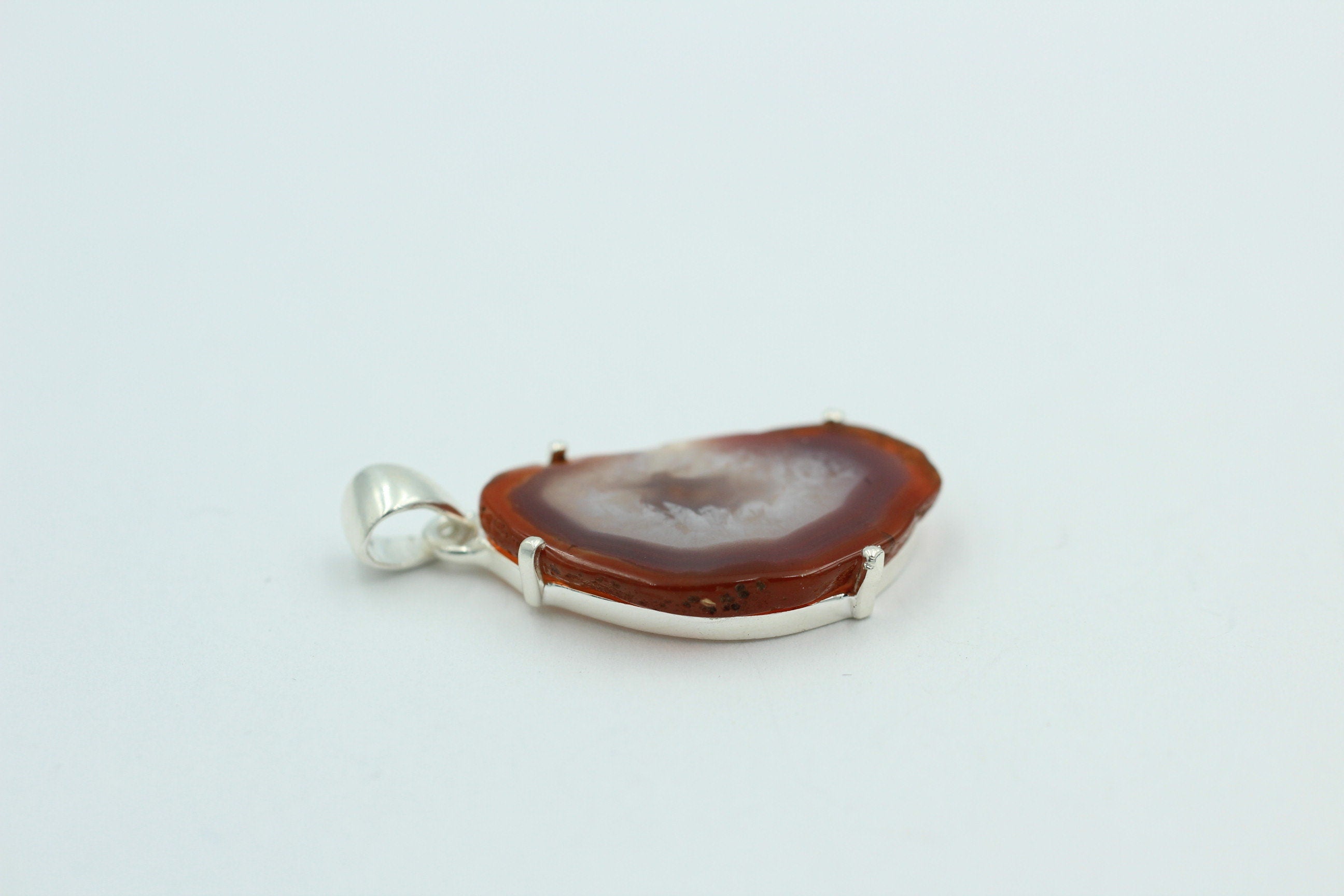 Botswana Achat Druse Anhänger tolle Zeichnung 925 Silber Collier Kette Top