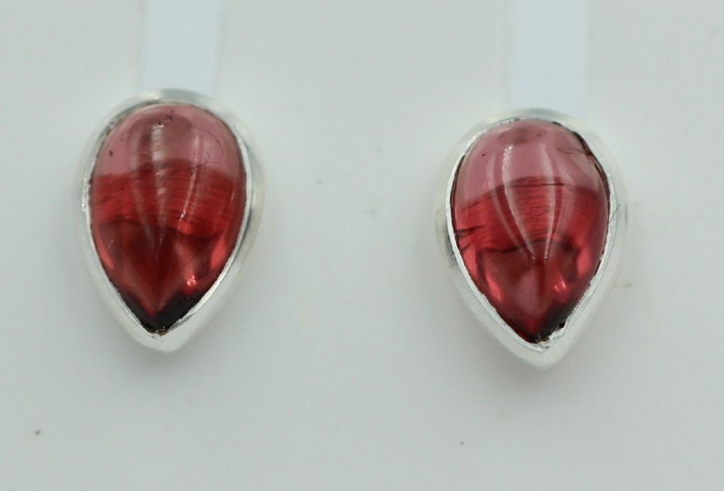 Edle 0,88 Carat Granat Cabochon Ohrstecker 925 Silber Tropfen Granat Schmuck