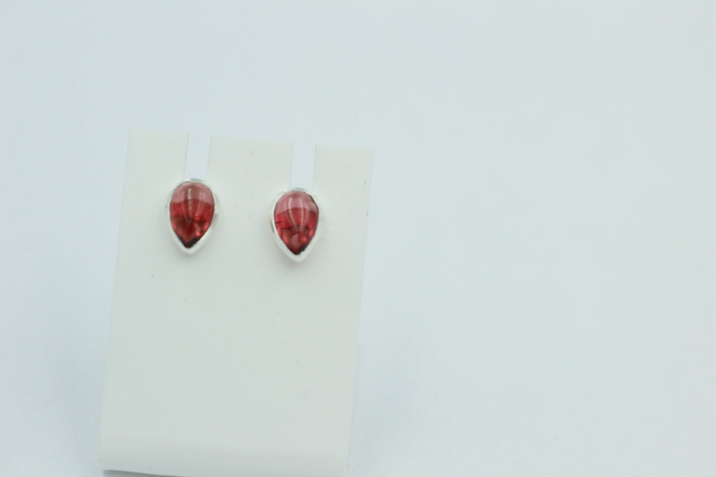 Edle 0,88 Carat Granat Cabochon Ohrstecker 925 Silber Tropfen Granat Schmuck