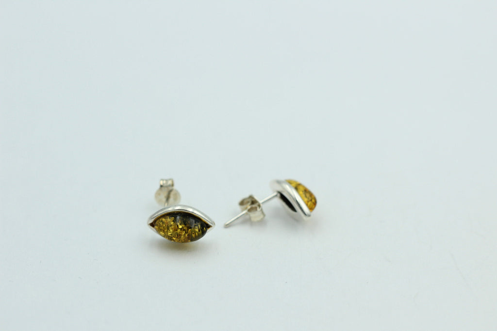 grüner Bernstein Ohrstecker 925 Silber Bernsteinohrstecker Top Edel