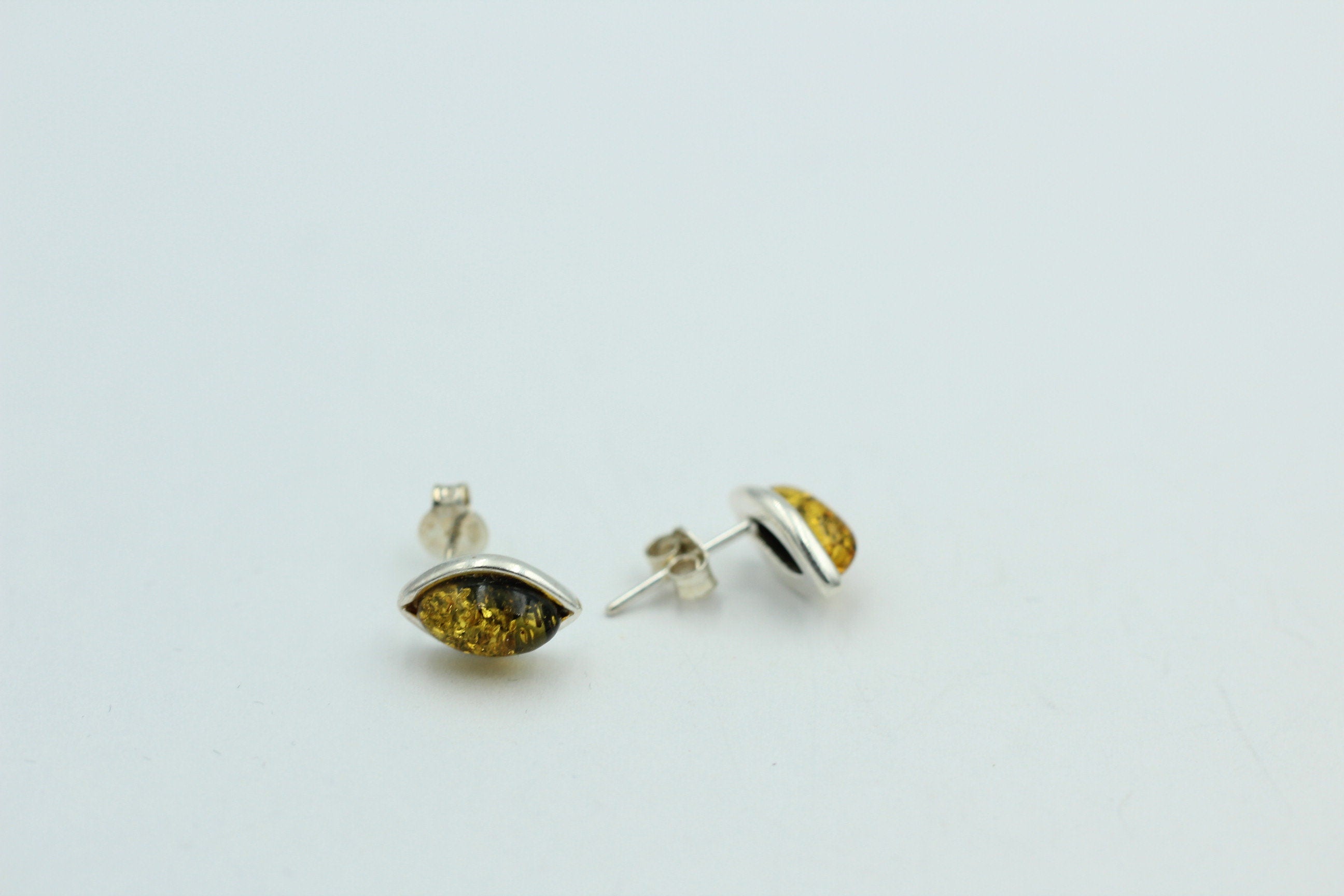 grüner Bernstein Ohrstecker 925 Silber Bernsteinohrstecker Top Edel