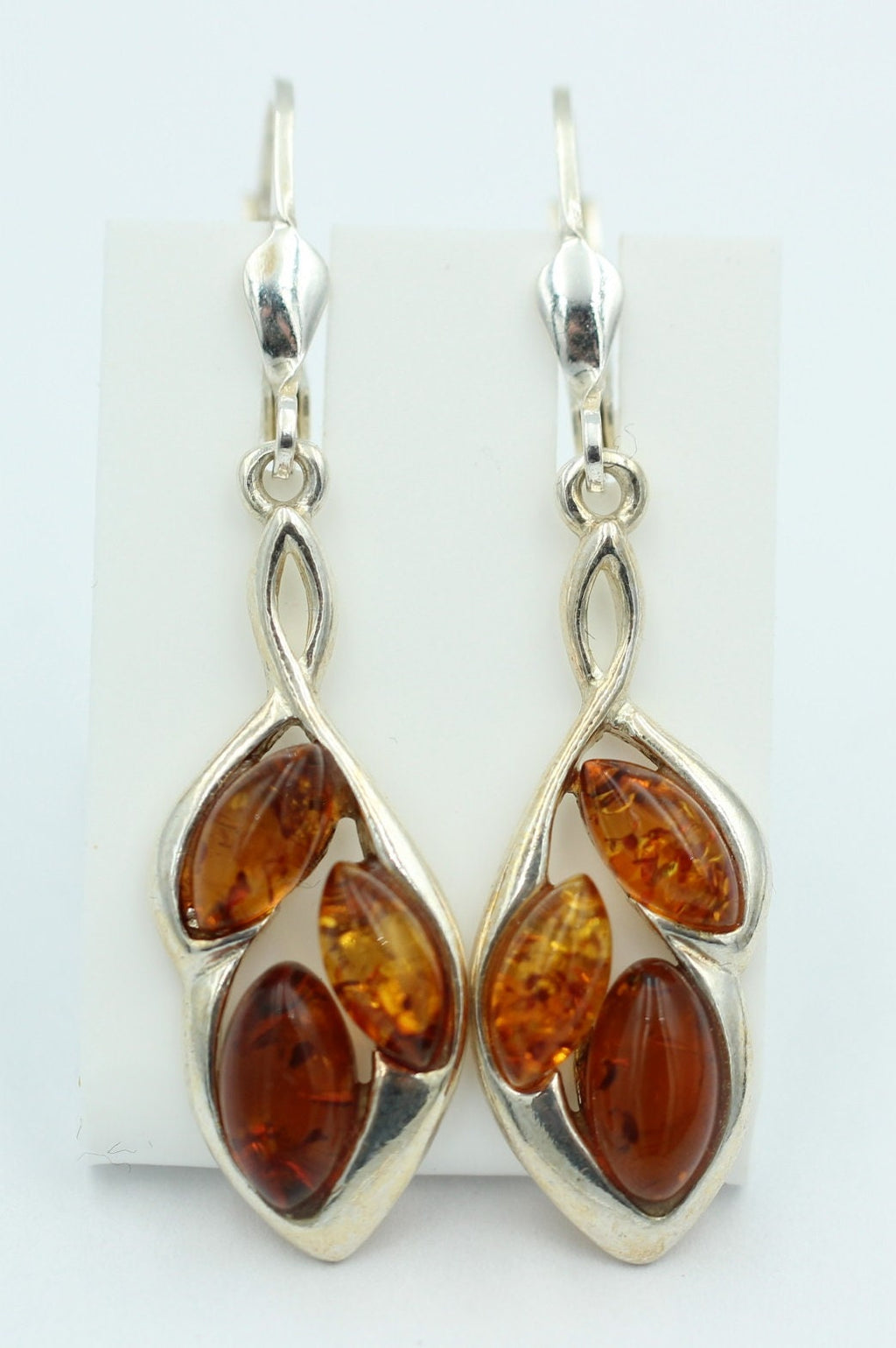 Design Bernstein Ohrhänger 925 Silber Bernsteinohrschmuck 6 Bernsteine Top