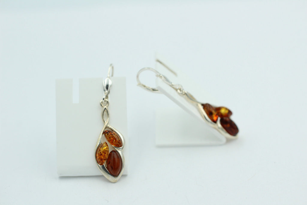 Design Bernstein Ohrhänger 925 Silber Bernsteinohrschmuck 6 Bernsteine Top