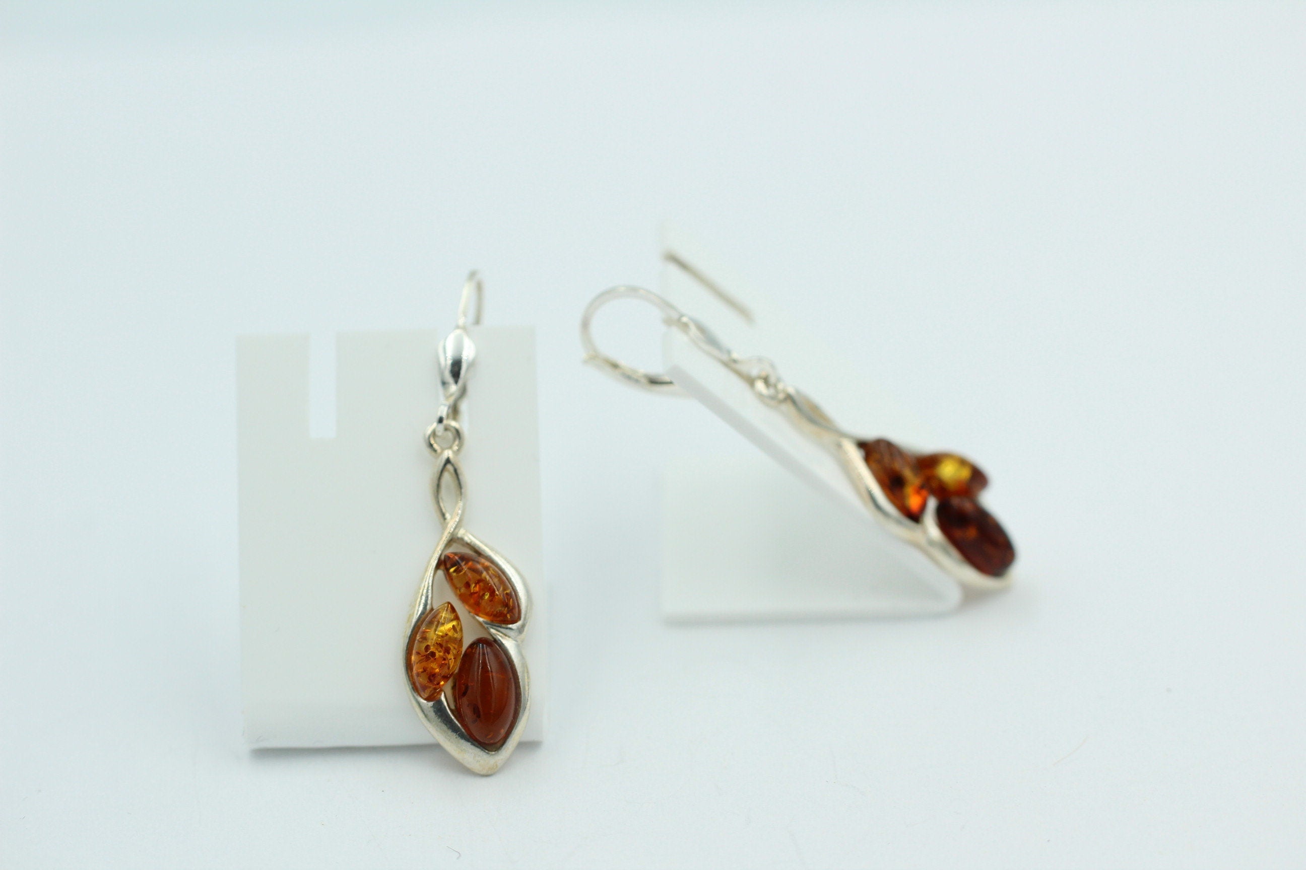Design Bernstein Ohrhänger 925 Silber Bernsteinohrschmuck 6 Bernsteine Top
