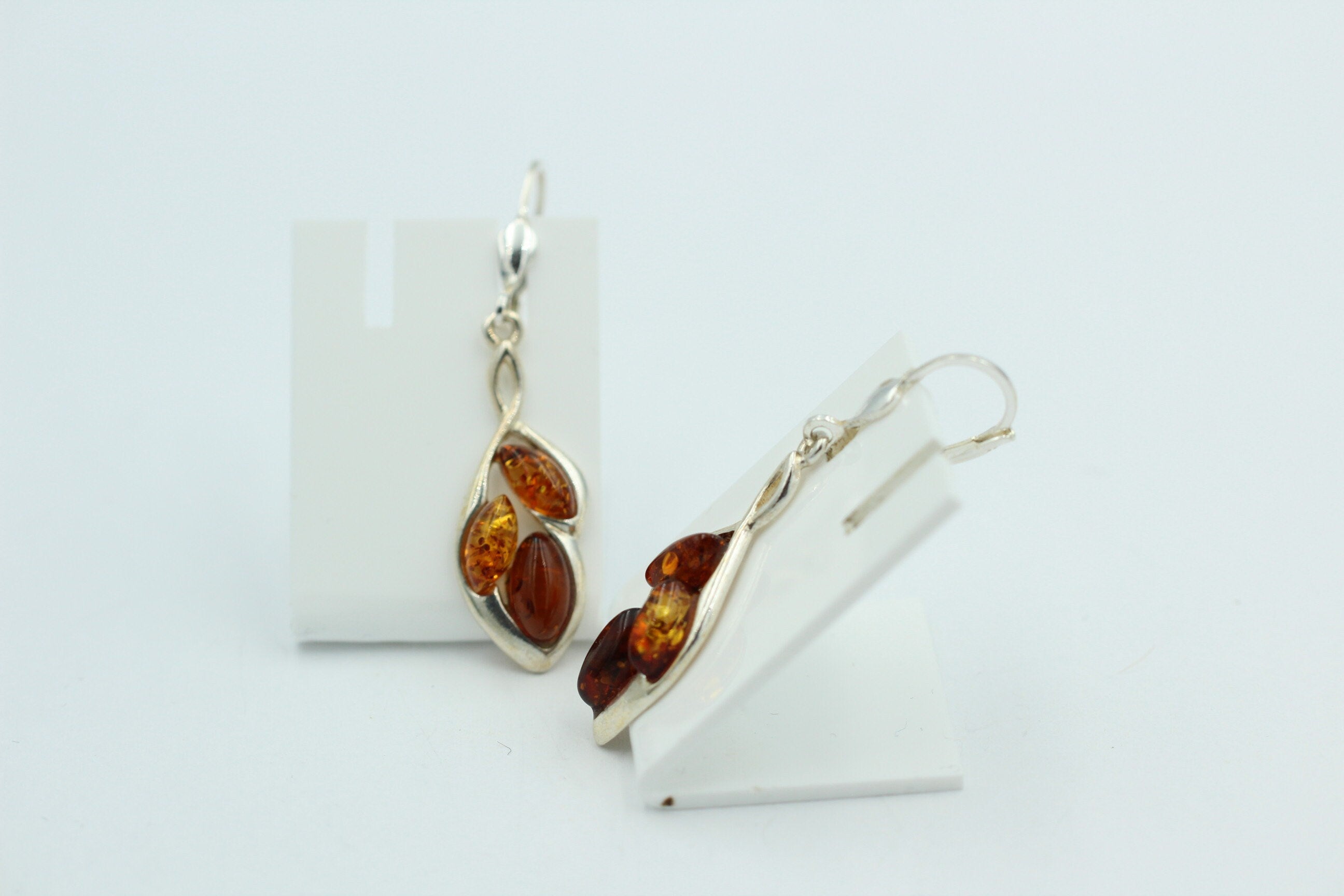 Design Bernstein Ohrhänger 925 Silber Bernsteinohrschmuck 6 Bernsteine Top