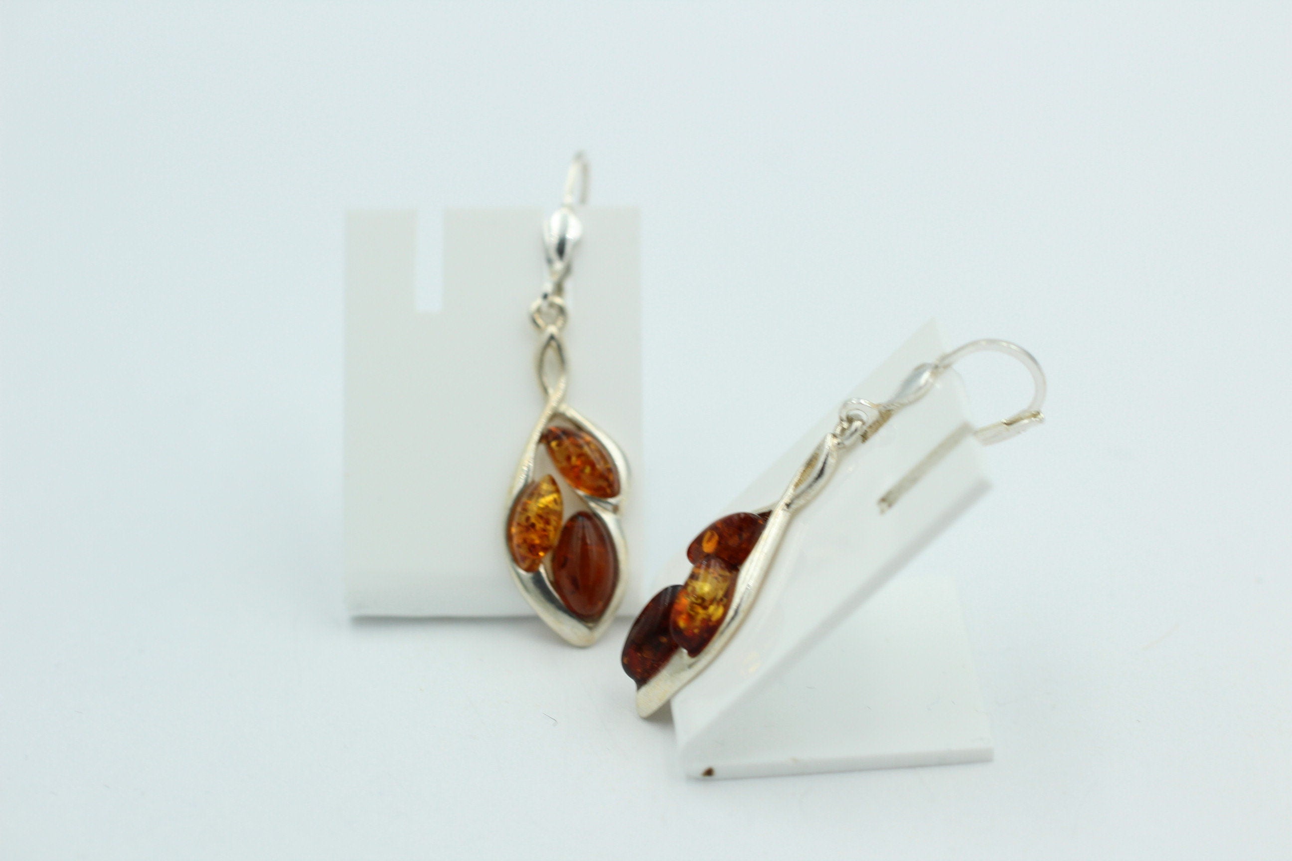 Design Bernstein Ohrhänger 925 Silber Bernsteinohrschmuck 6 Bernsteine Top