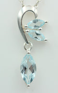 Edler 1,2 Carat Blautopas Design Anhänger 925 Silber Collier Kette blauer Topas
