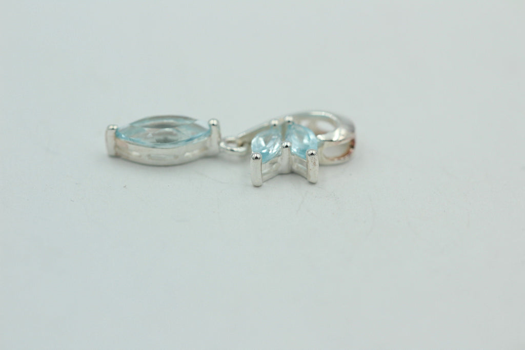 Edler 1,2 Carat Blautopas Design Anhänger 925 Silber Collier Kette blauer Topas