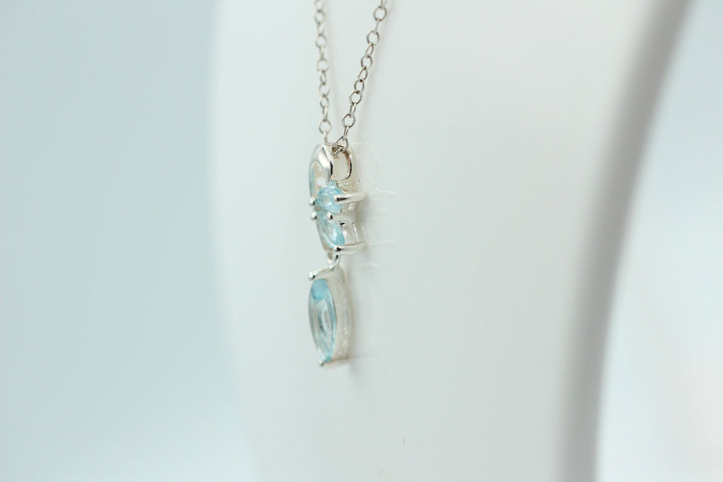 Edler 1,2 Carat Blautopas Design Anhänger 925 Silber Collier Kette blauer Topas