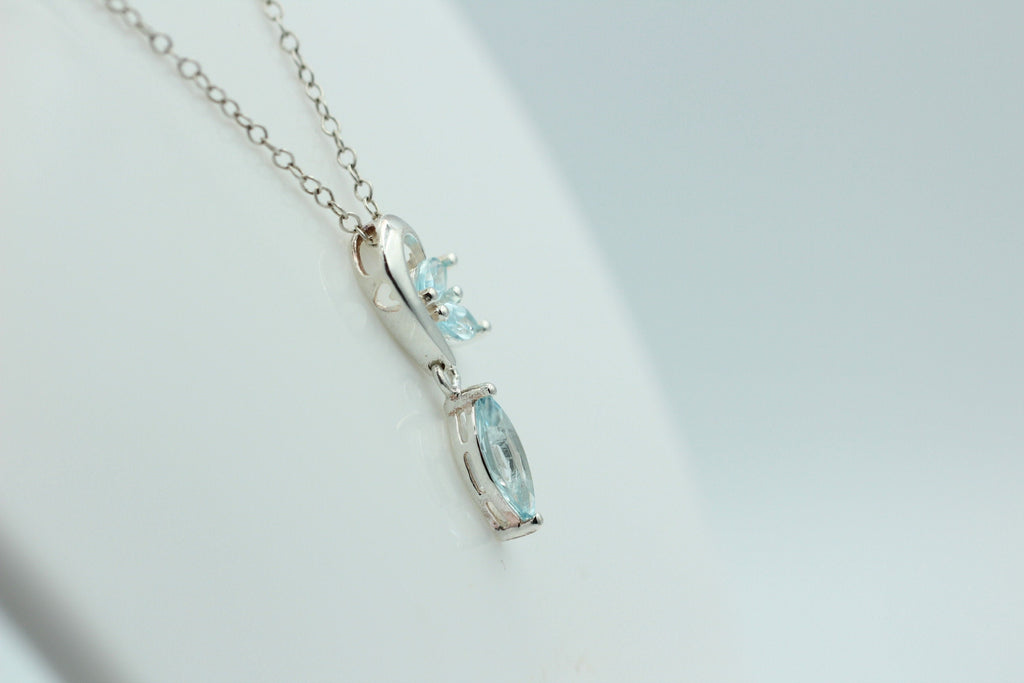 Edler 1,2 Carat Blautopas Design Anhänger 925 Silber Collier Kette blauer Topas