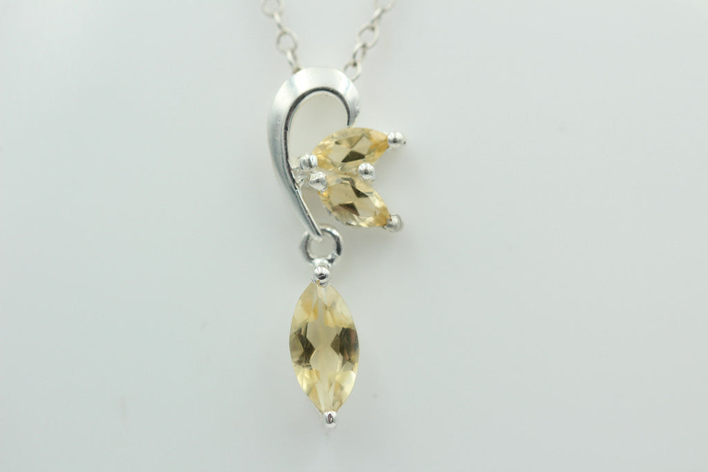 Edler 1,1 Carat Citrin Design Anhänger 925 Silber Collier Kette gelber Edelstein