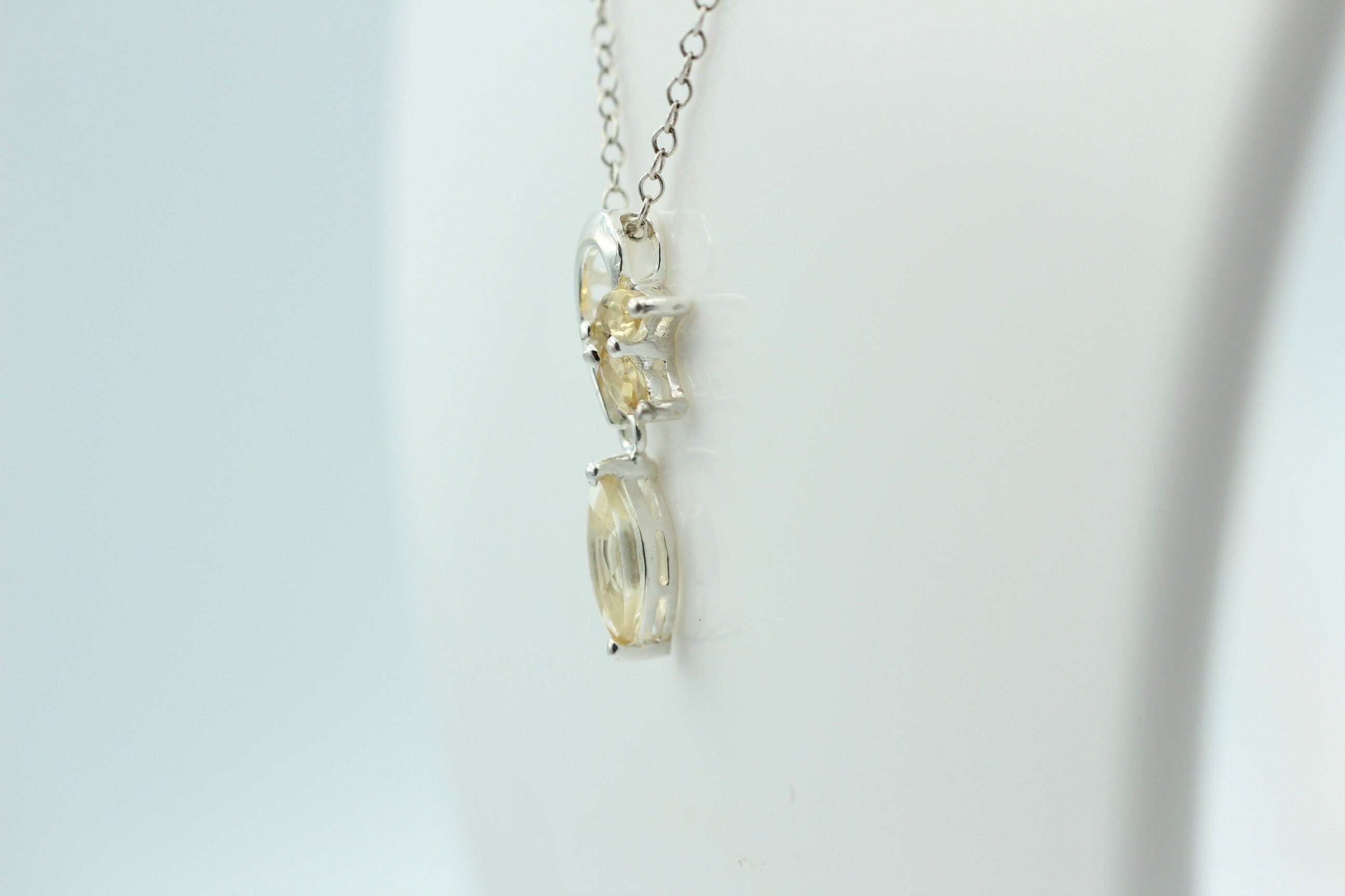 Edler 1,1 Carat Citrin Design Anhänger 925 Silber Collier Kette gelber Edelstein