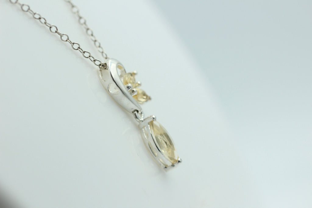 Edler 1,1 Carat Citrin Design Anhänger 925 Silber Collier Kette gelber Edelstein