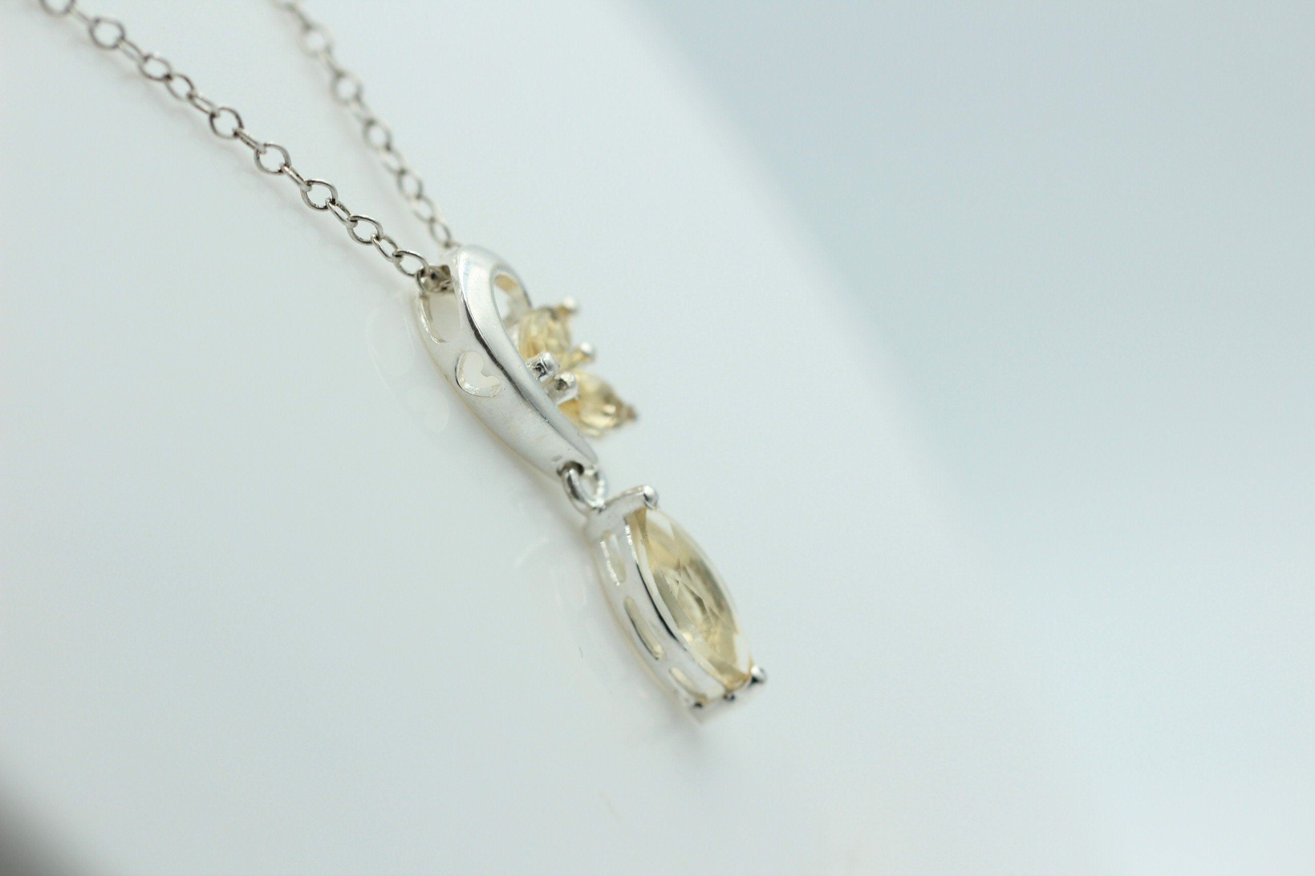 Edler 1,1 Carat Citrin Design Anhänger 925 Silber Collier Kette gelber Edelstein