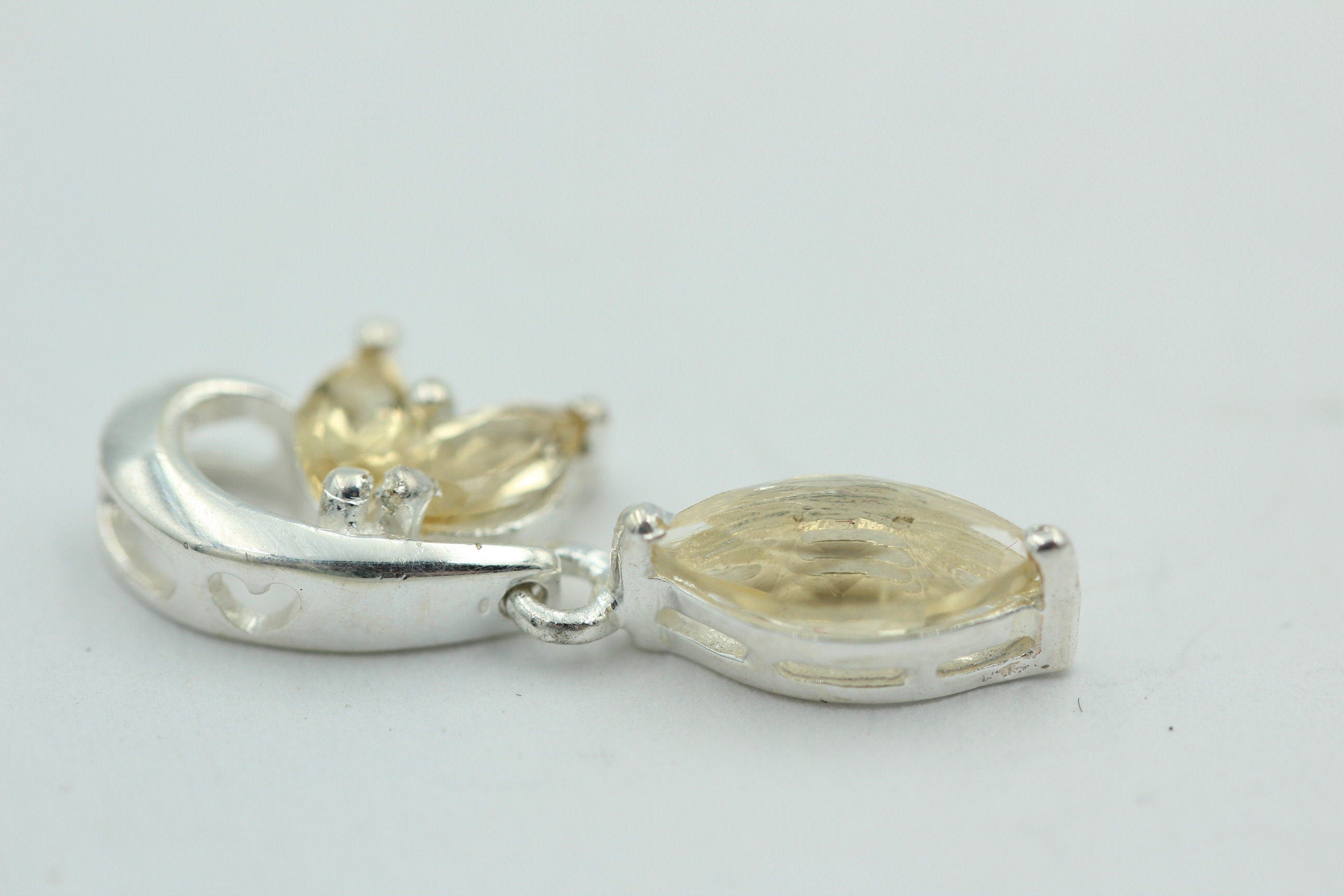 Edler 1,1 Carat Citrin Design Anhänger 925 Silber Collier Kette gelber Edelstein