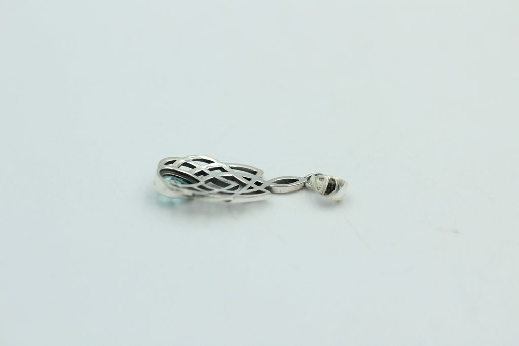 0,34 Carat Neon Apatit Anhänger 925 Sterling Silber Collier Kette Apatitanhänger