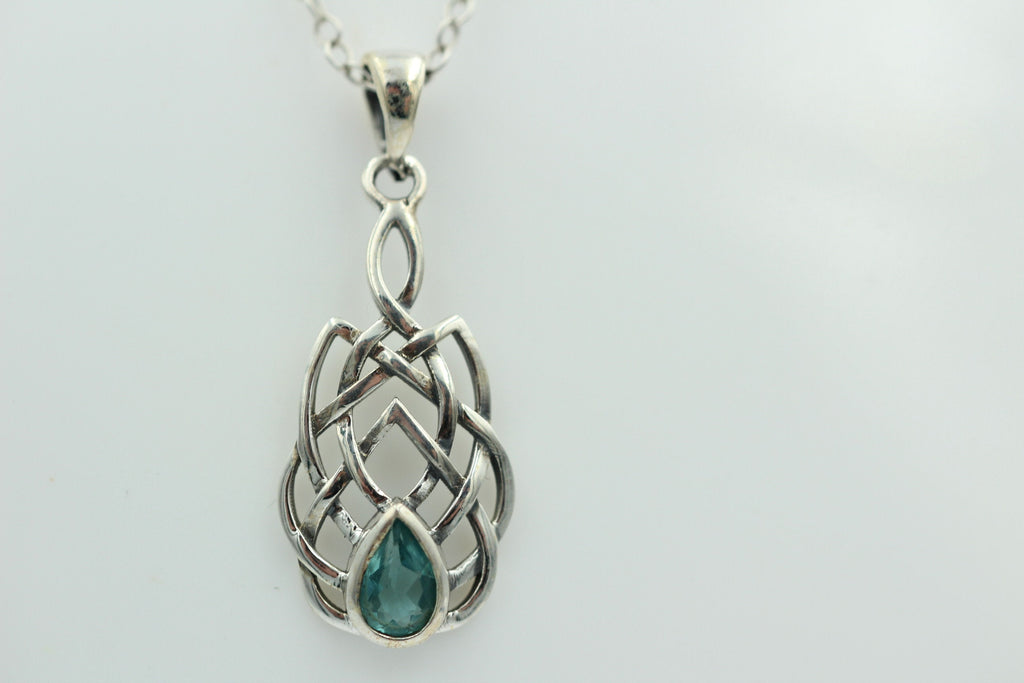 0,34 Carat Neon Apatit Anhänger 925 Sterling Silber Collier Kette Apatitanhänger